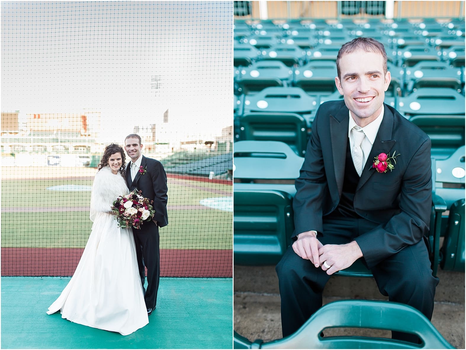 Arielle Peters Photography | Bride and groom standing in Parkview Field on wedding day in Fort Wayne, Indiana.