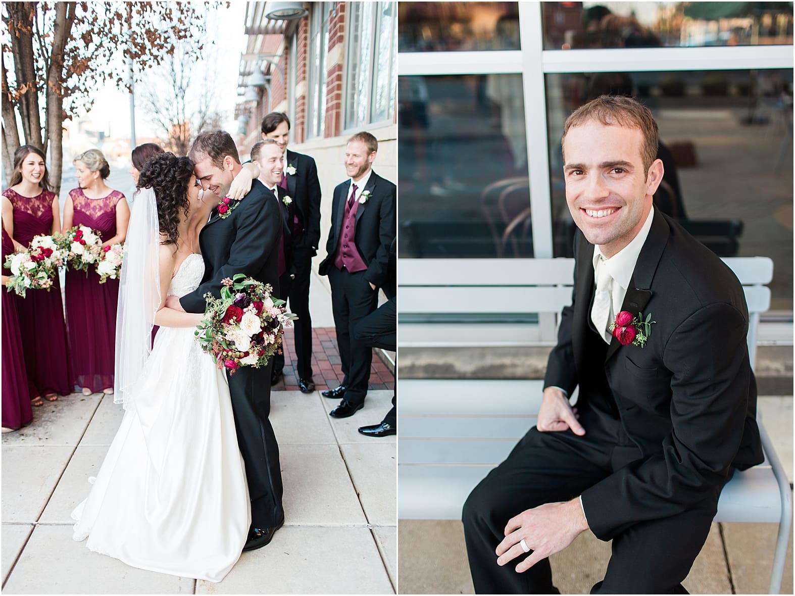 Arielle Peters Photography | Wedding party on city streets on wedding day at Baker Street Train Station in Fort Wayne, Indiana.