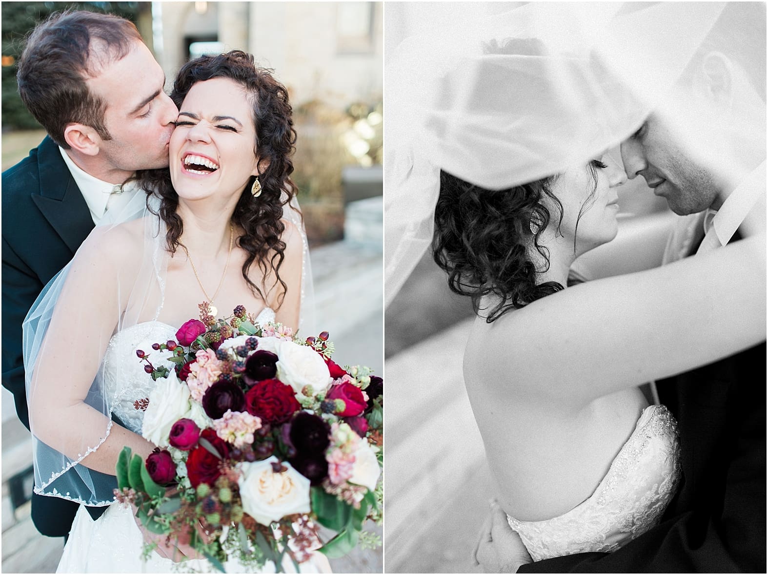 Arielle Peters Photography | Bride and groom outside train station on wedding day at Baker Street Train Station in Fort Wayne, Indiana.