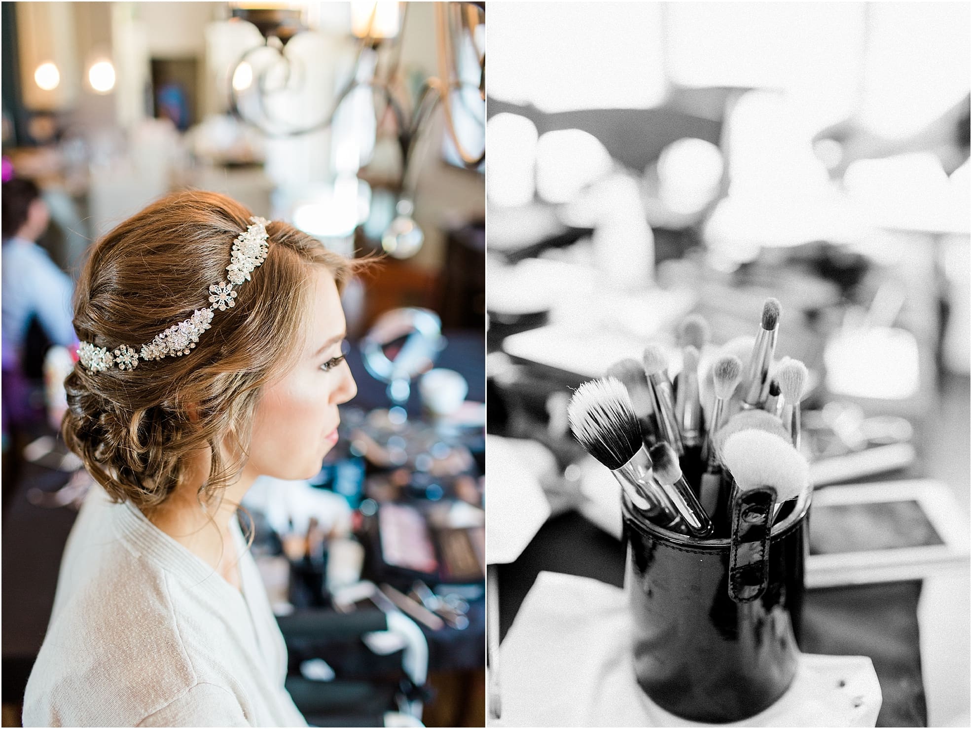 Arielle Peters Photography | Bride getting hair done on wedding day at The Market in Valparaiso, Indiana.