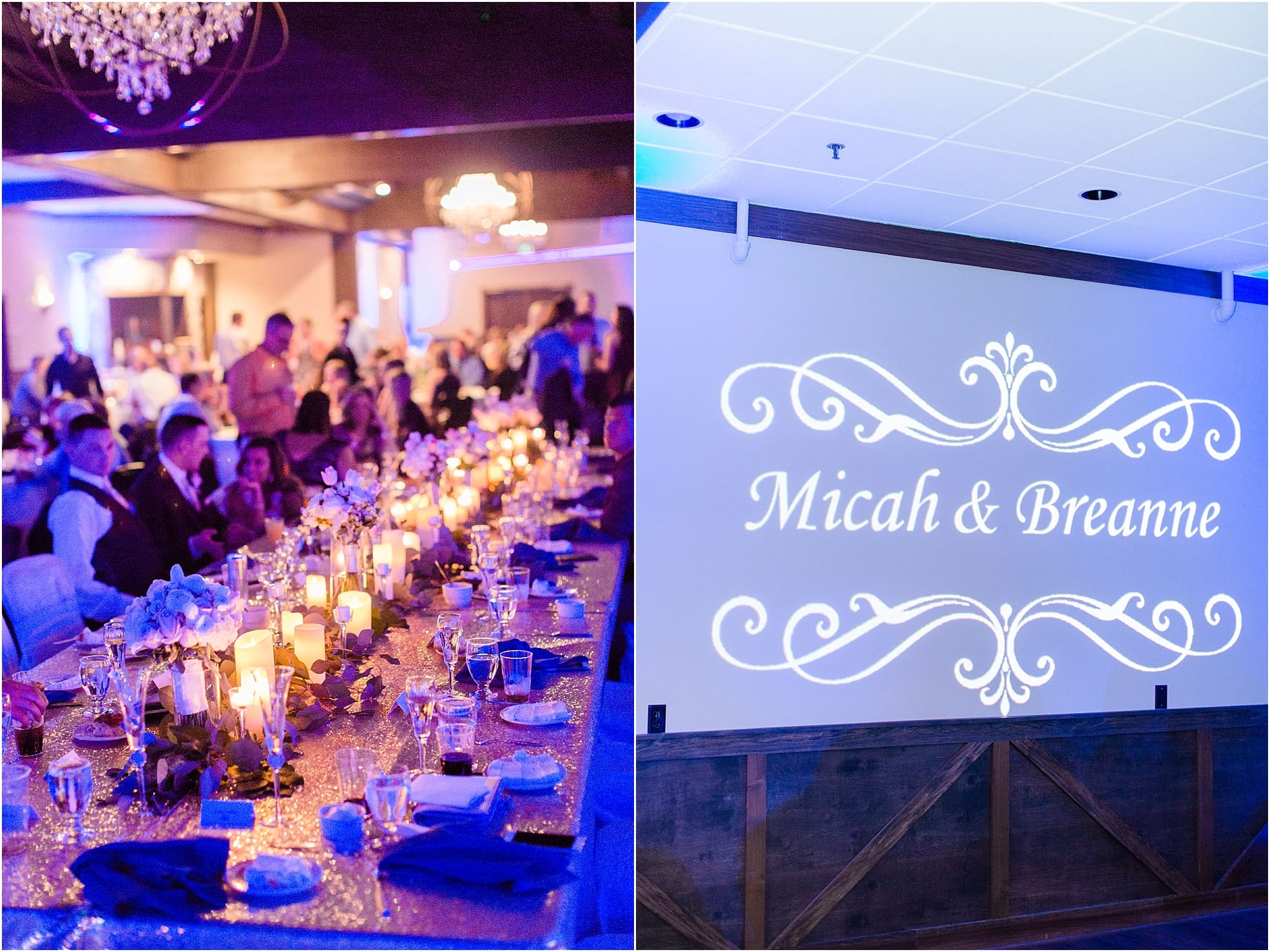 Arielle Peters Photography | Wedding reception candlelit table settings at The Market in Valparaiso, Indiana.