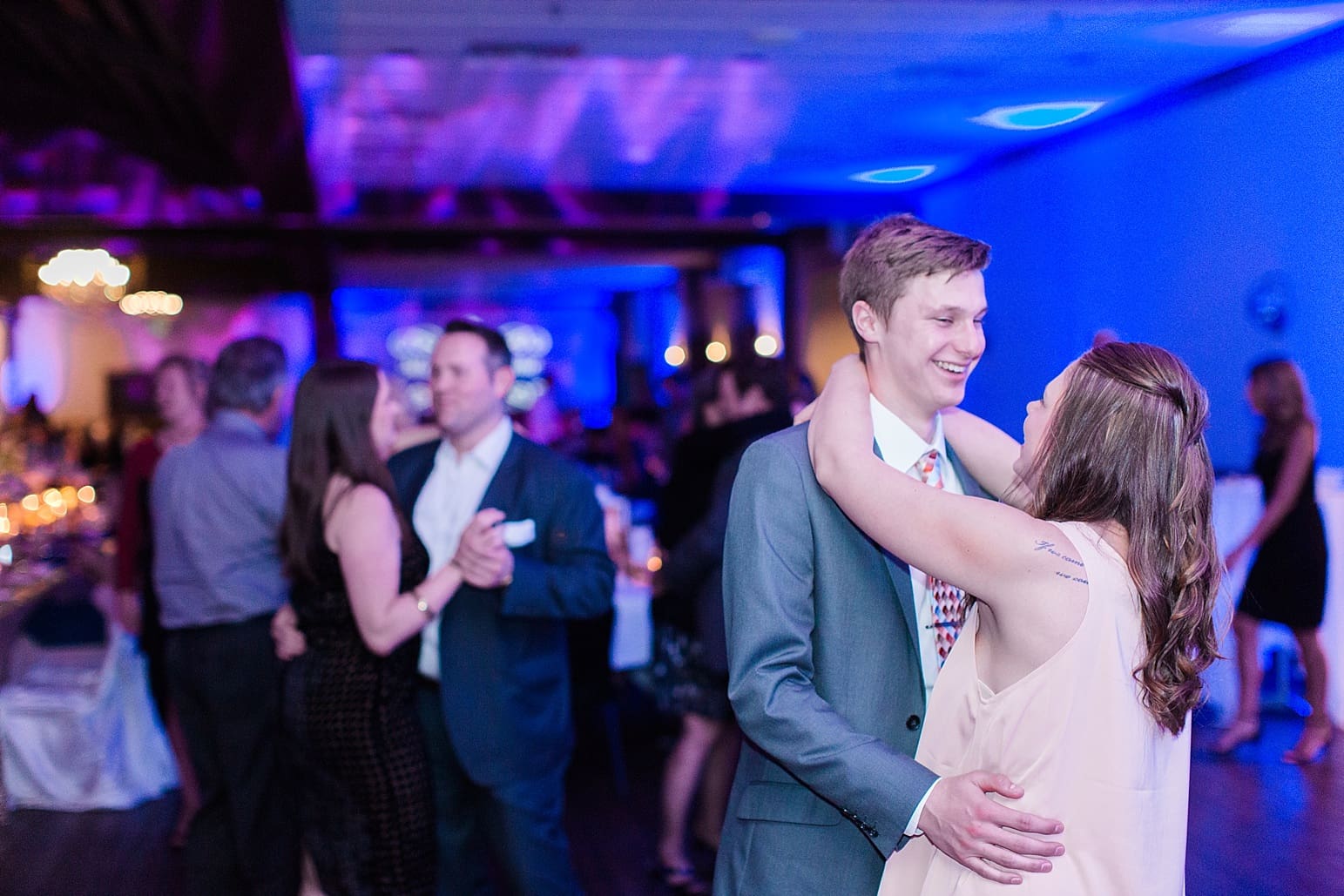 Arielle Peters Photography | Wedding guests dancing at wedding reception at The Market in Valparaiso, Indiana.