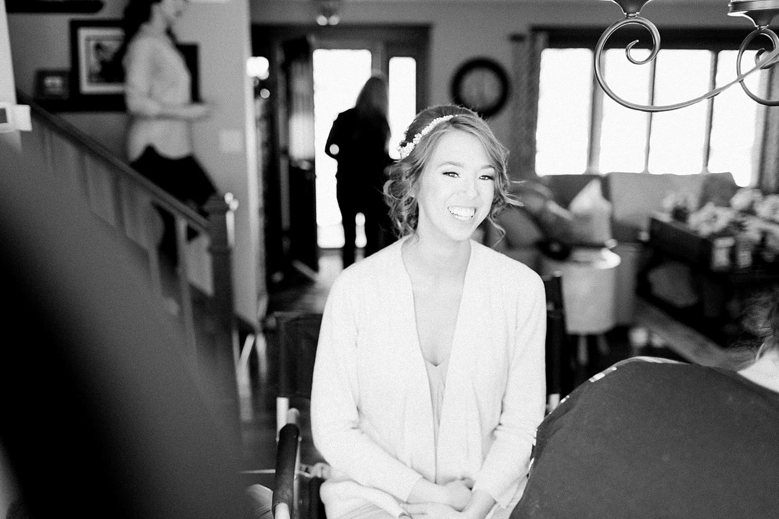 Arielle Peters Photography | Bride getting hair done on wedding day at The Market in Valparaiso, Indiana.