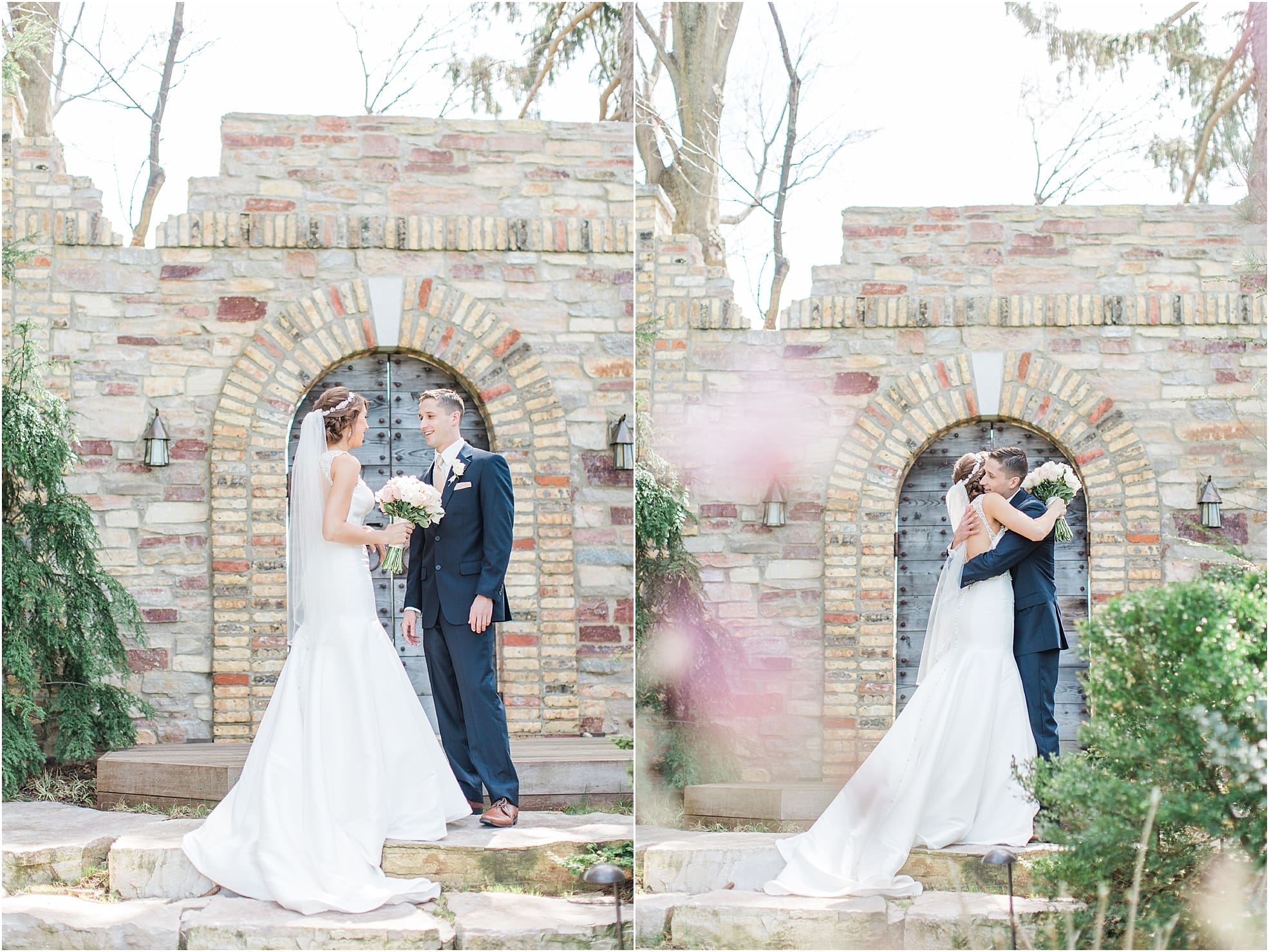 Arielle Peters Photography | Bride and groom having first reveal on wedding day at The Market in Valparaiso, Indiana.