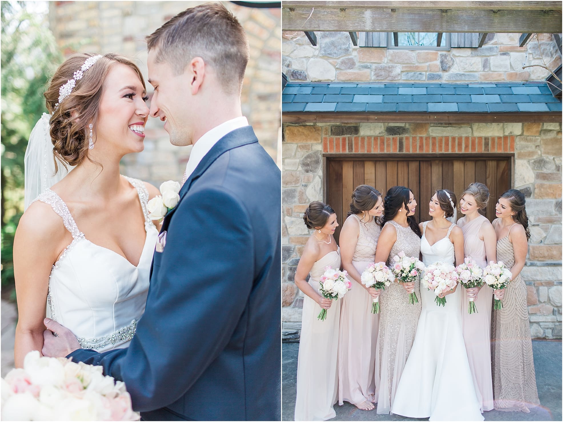 Arielle Peters Photography | Bride and bridesmaids in front of wooden doors on wedding day at The Market in Valparaiso, Indiana.