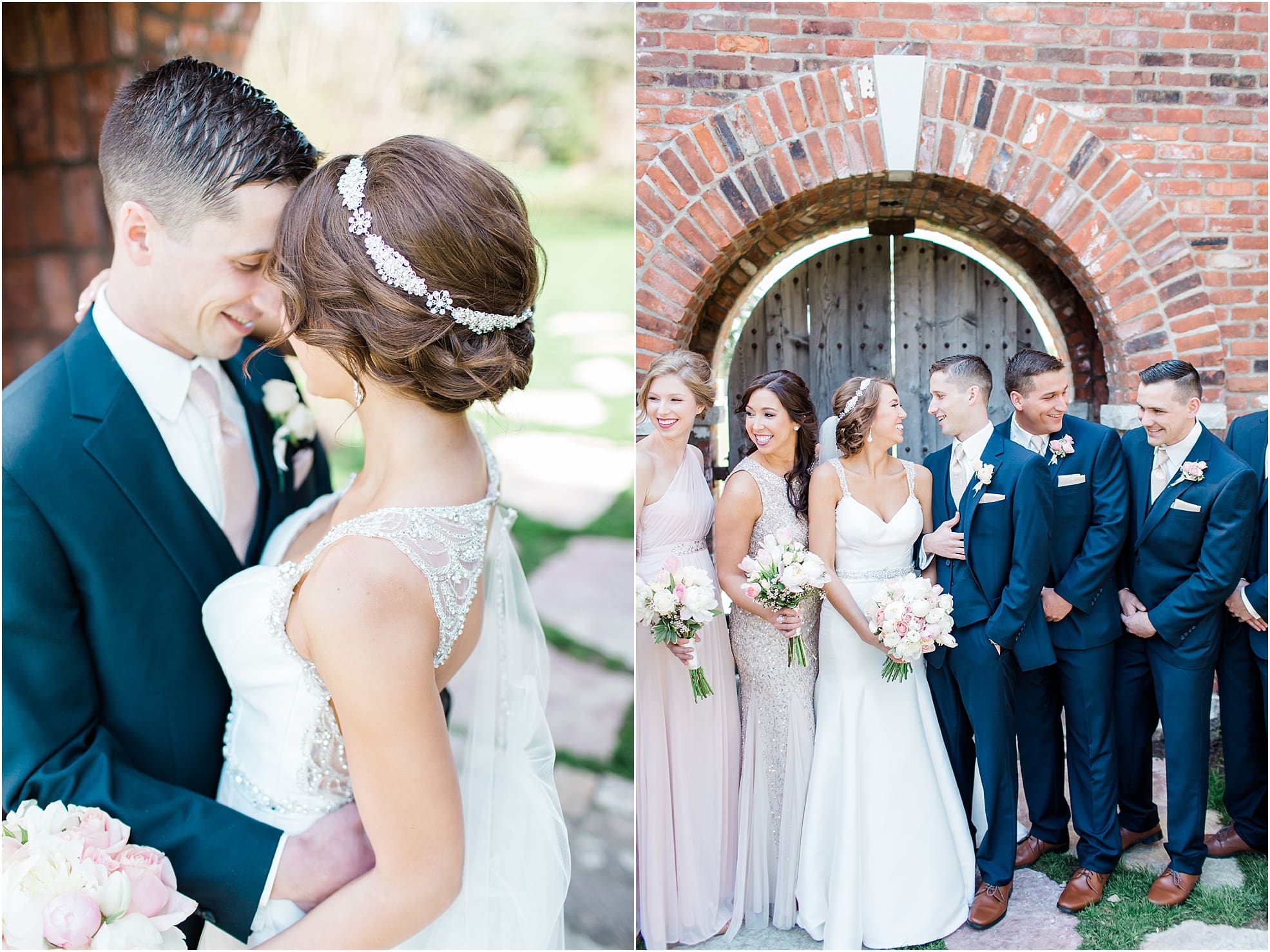 Arielle Peters Photography | Bride and groom under old brick archway on wedding day at The Market in Valparaiso, Indiana.