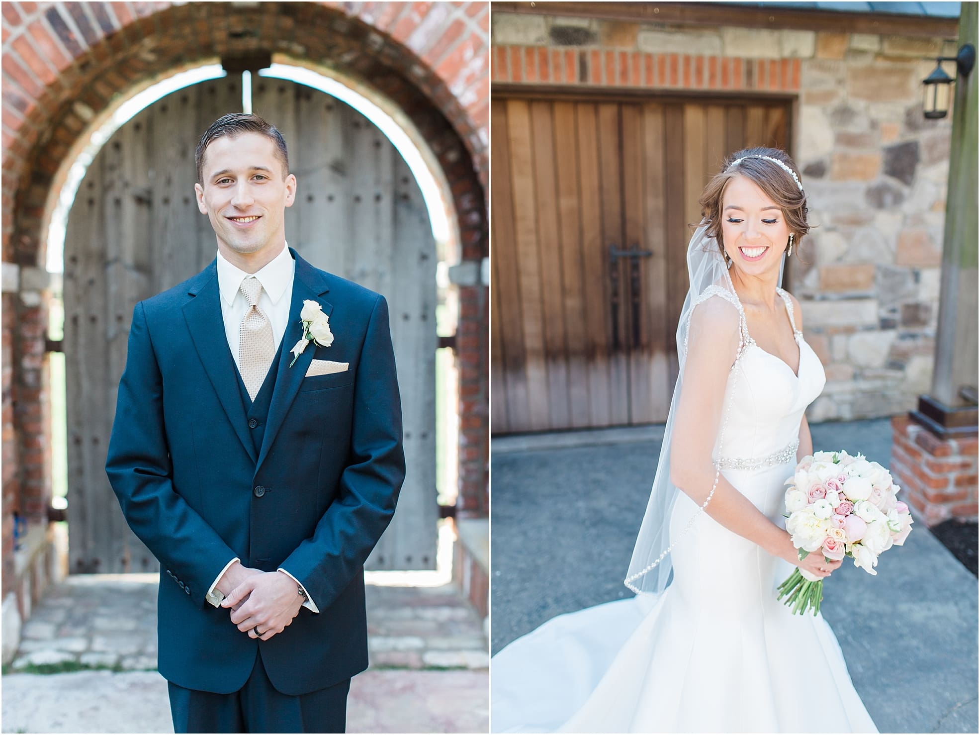 Arielle Peters Photography | Groom standing in front of old brick archway on wedding day at The Market in Valparaiso, Indiana.