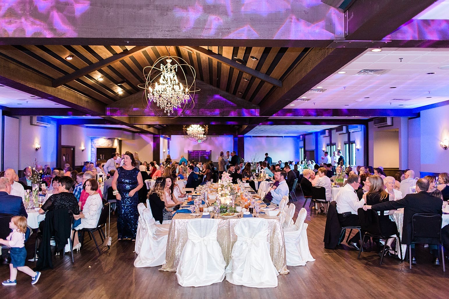 Arielle Peters Photography | Wedding reception table settings and floral arrangements at The Market in Valparaiso, Indiana.