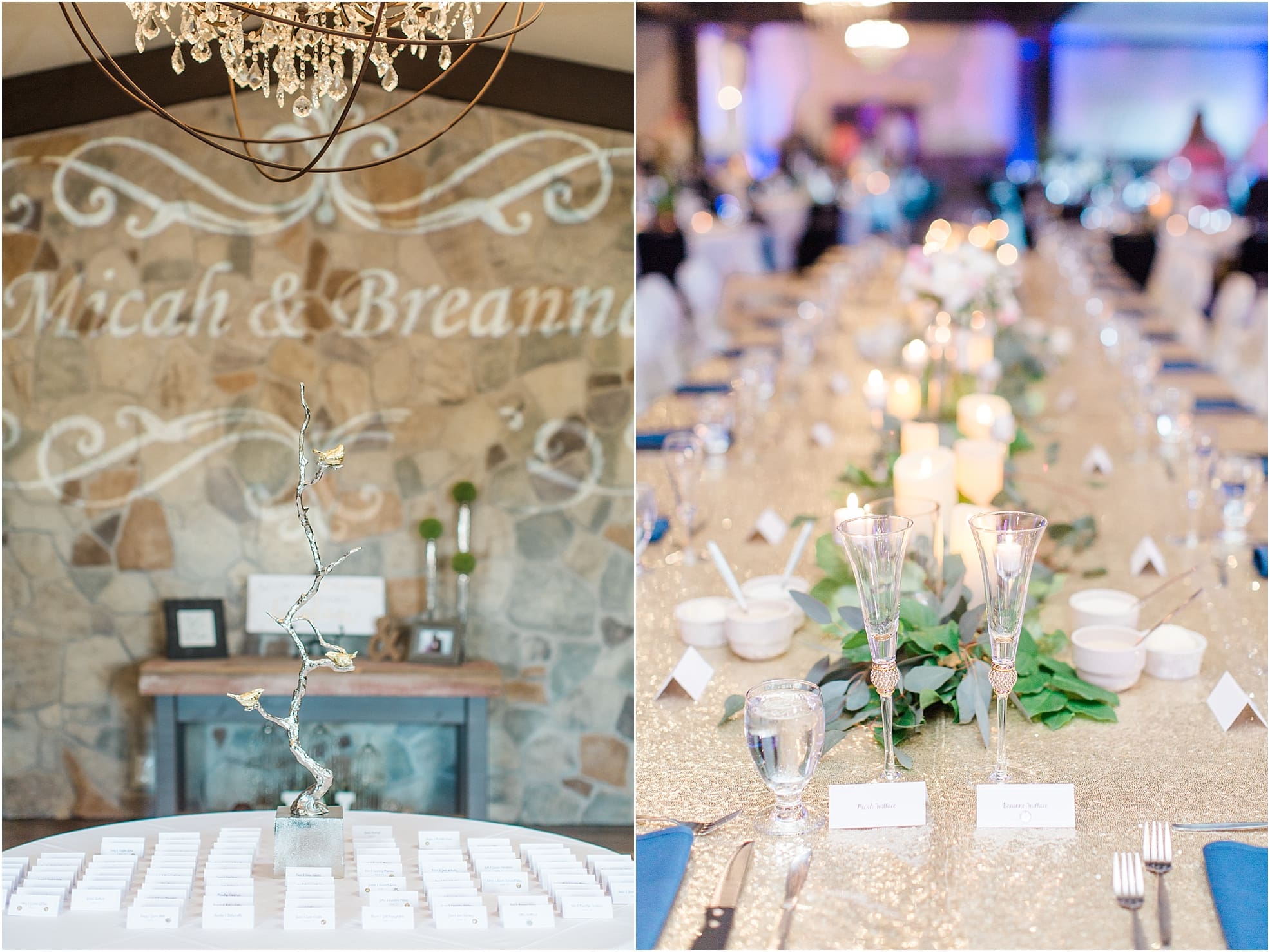 Arielle Peters Photography | Wedding reception table settings and floral arrangements at The Market in Valparaiso, Indiana.