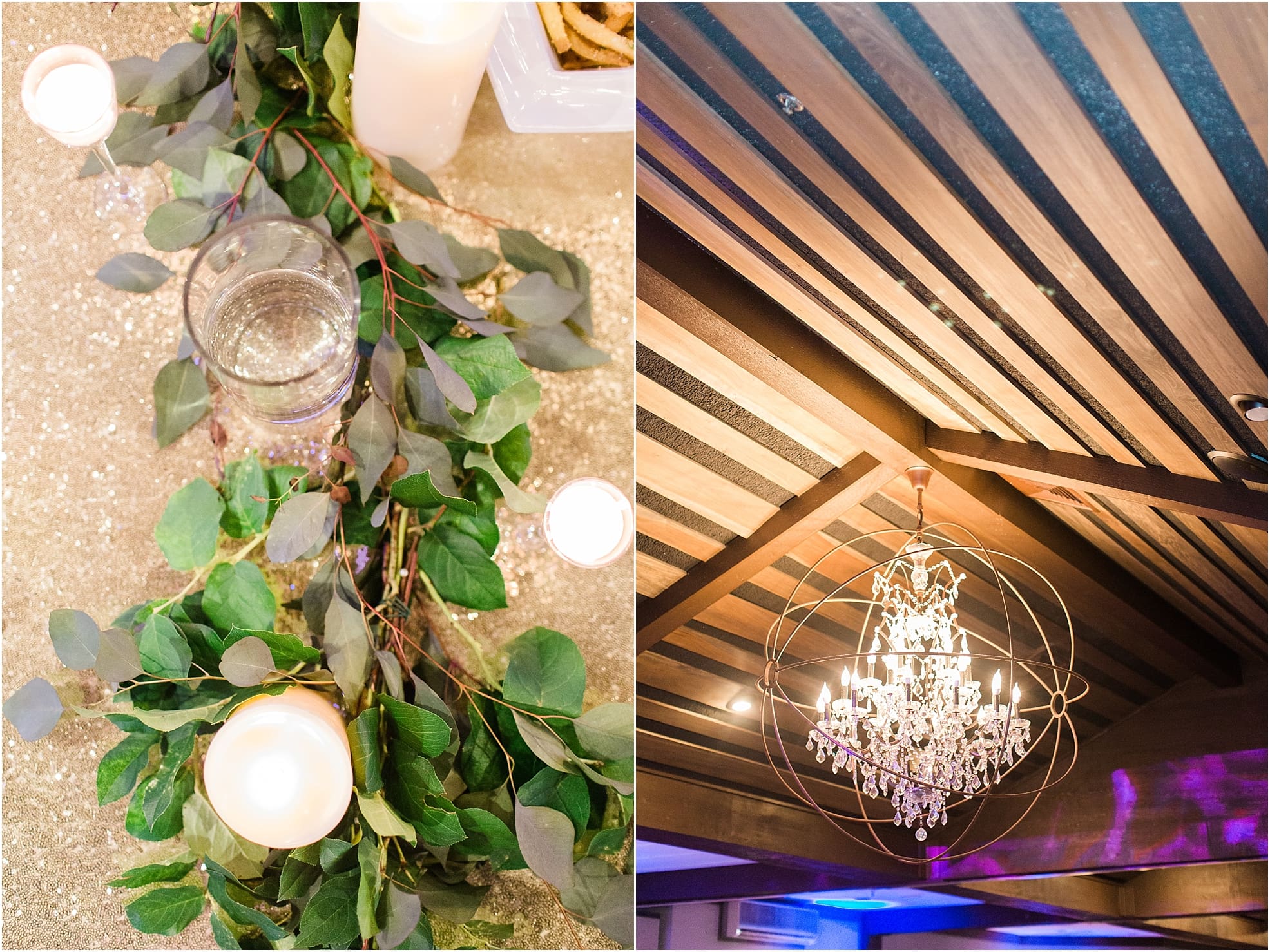 Arielle Peters Photography | Wedding reception table settings and floral arrangements at The Market in Valparaiso, Indiana.