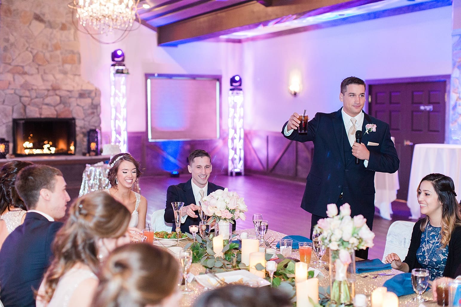 Arielle Peters Photography | Best man giving a toast at wedding reception at The Market in Valparaiso, Indiana.