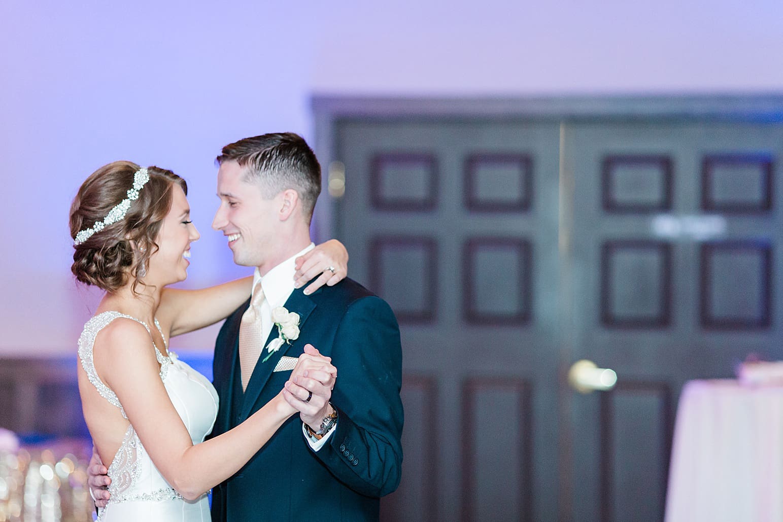 Arielle Peters Photography | Bride and groom sharing first dance at wedding reception at The Market in Valparaiso, Indiana.