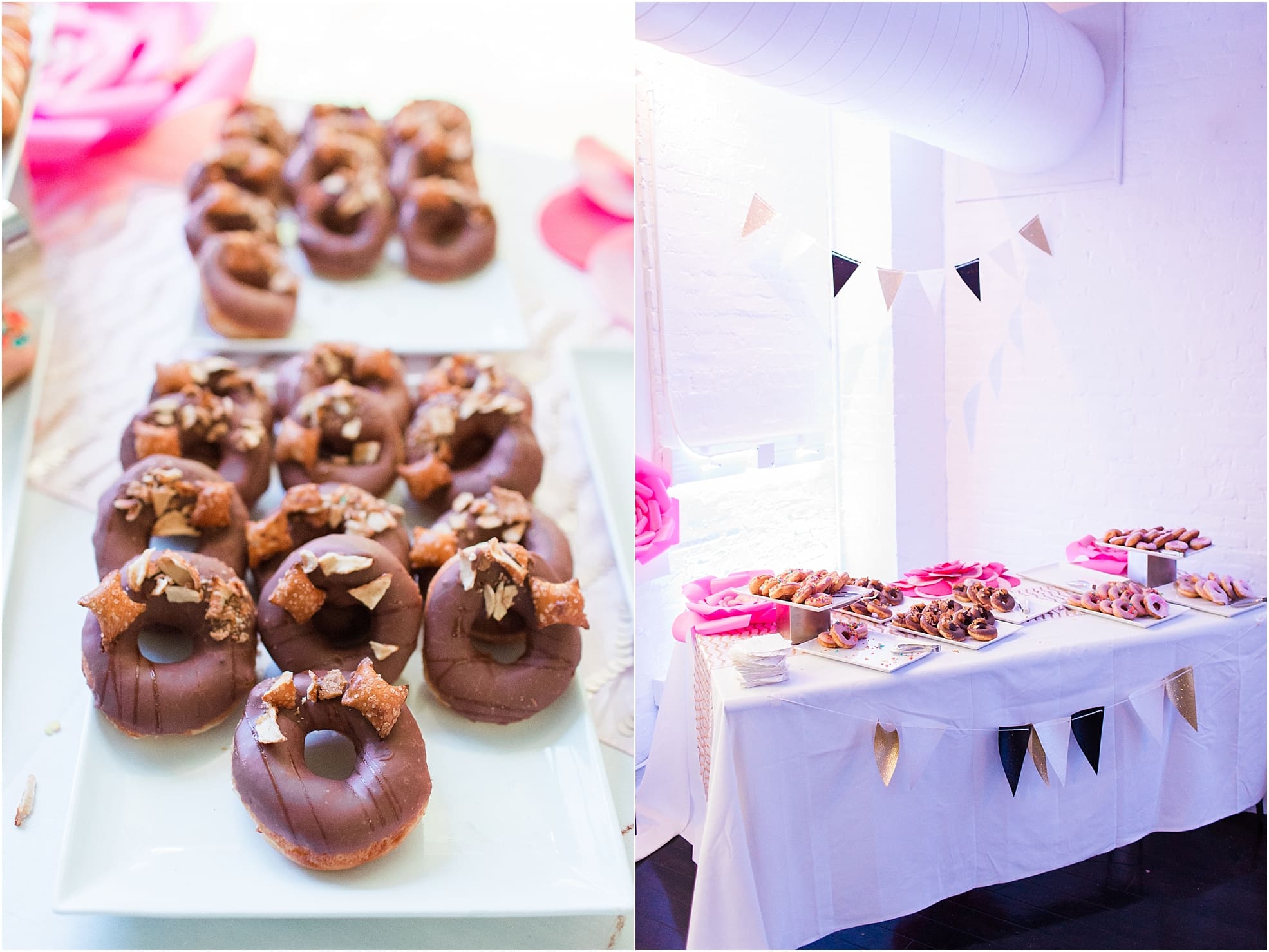 Arielle Peters Photography | Donut table at wedding reception at Loft 310 in Kalamazoo, Michigan.