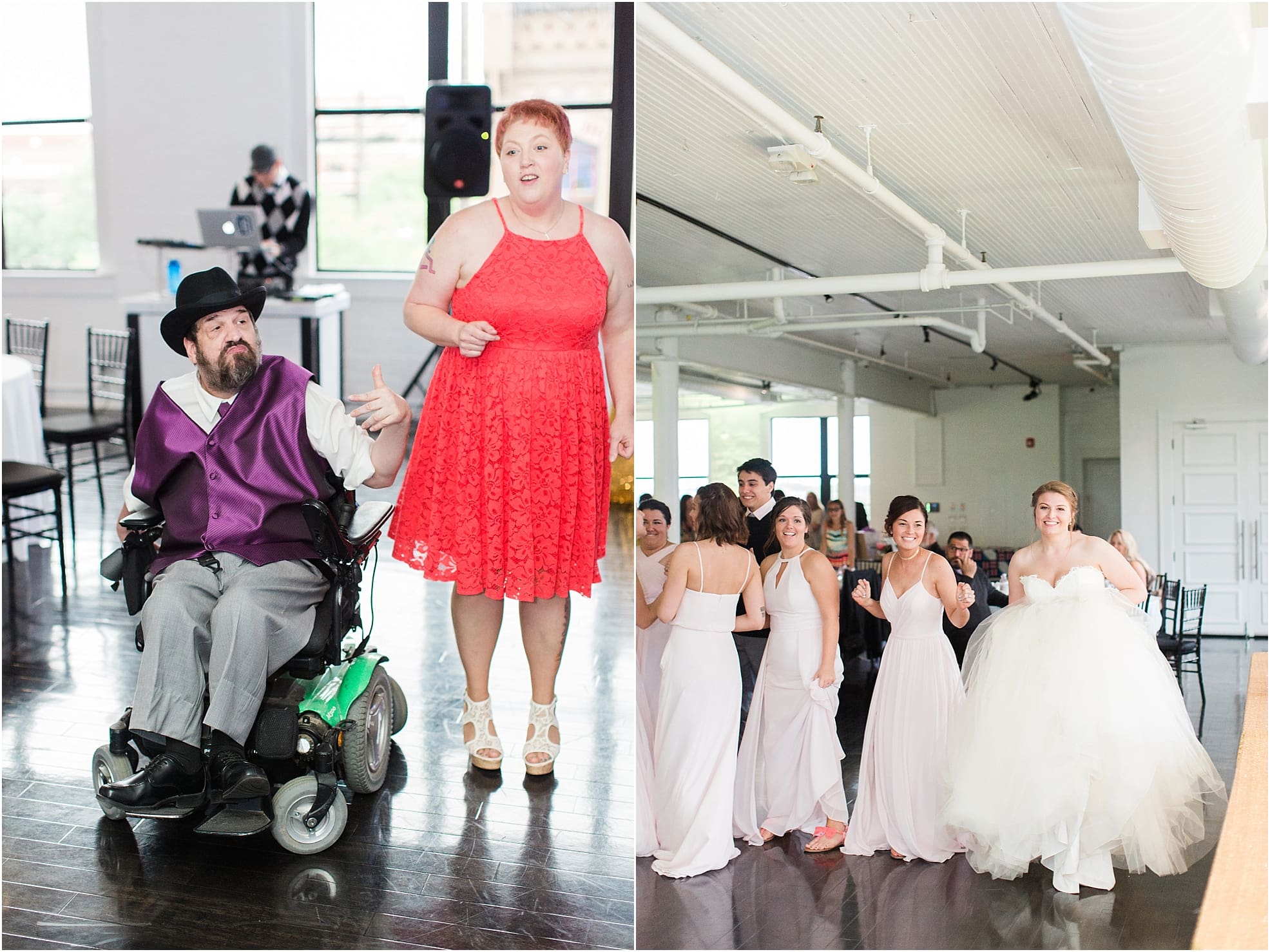 Arielle Peters Photography | Bride dancing with guests at wedding reception at Loft 310 in Kalamazoo, Michigan.