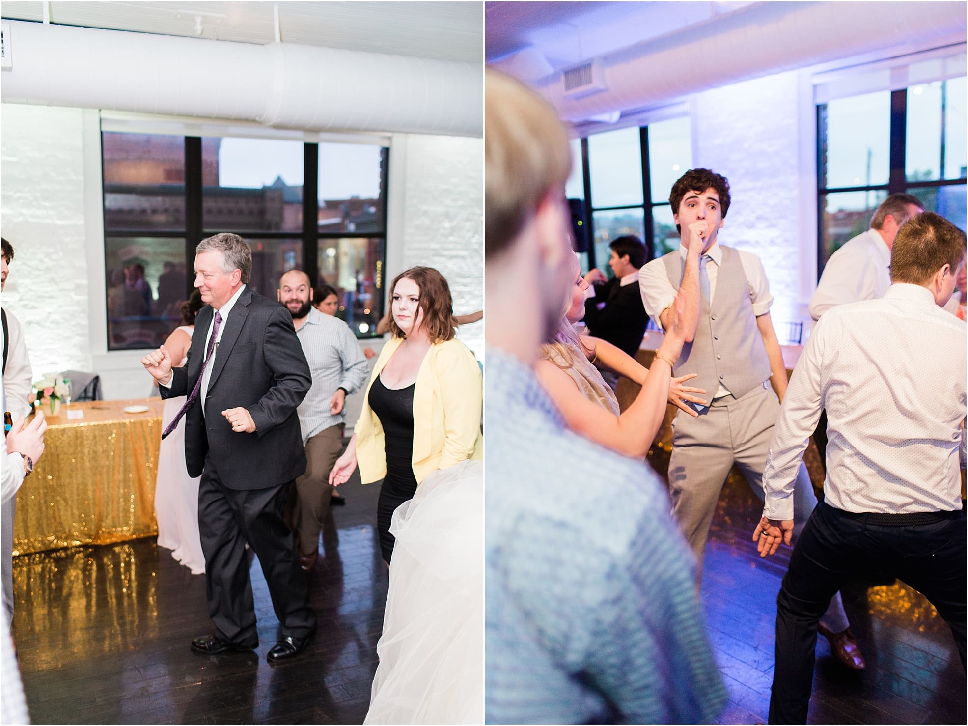Arielle Peters Photography | Wedding guests dancing at wedding reception at Loft 310 in Kalamazoo, Michigan.