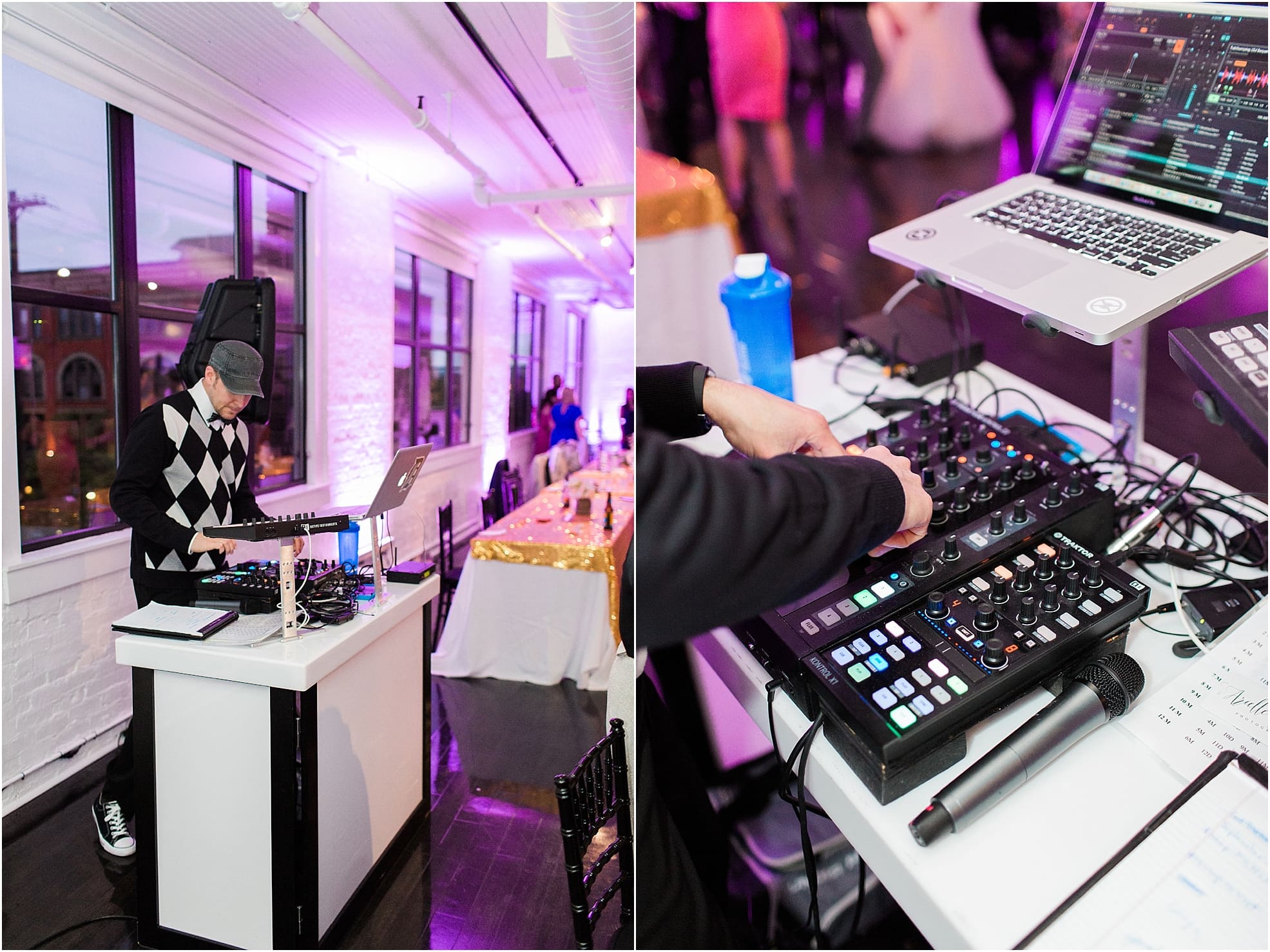 Arielle Peters Photography | DJ table at wedding reception at Loft 310 in Kalamazoo, Michigan.