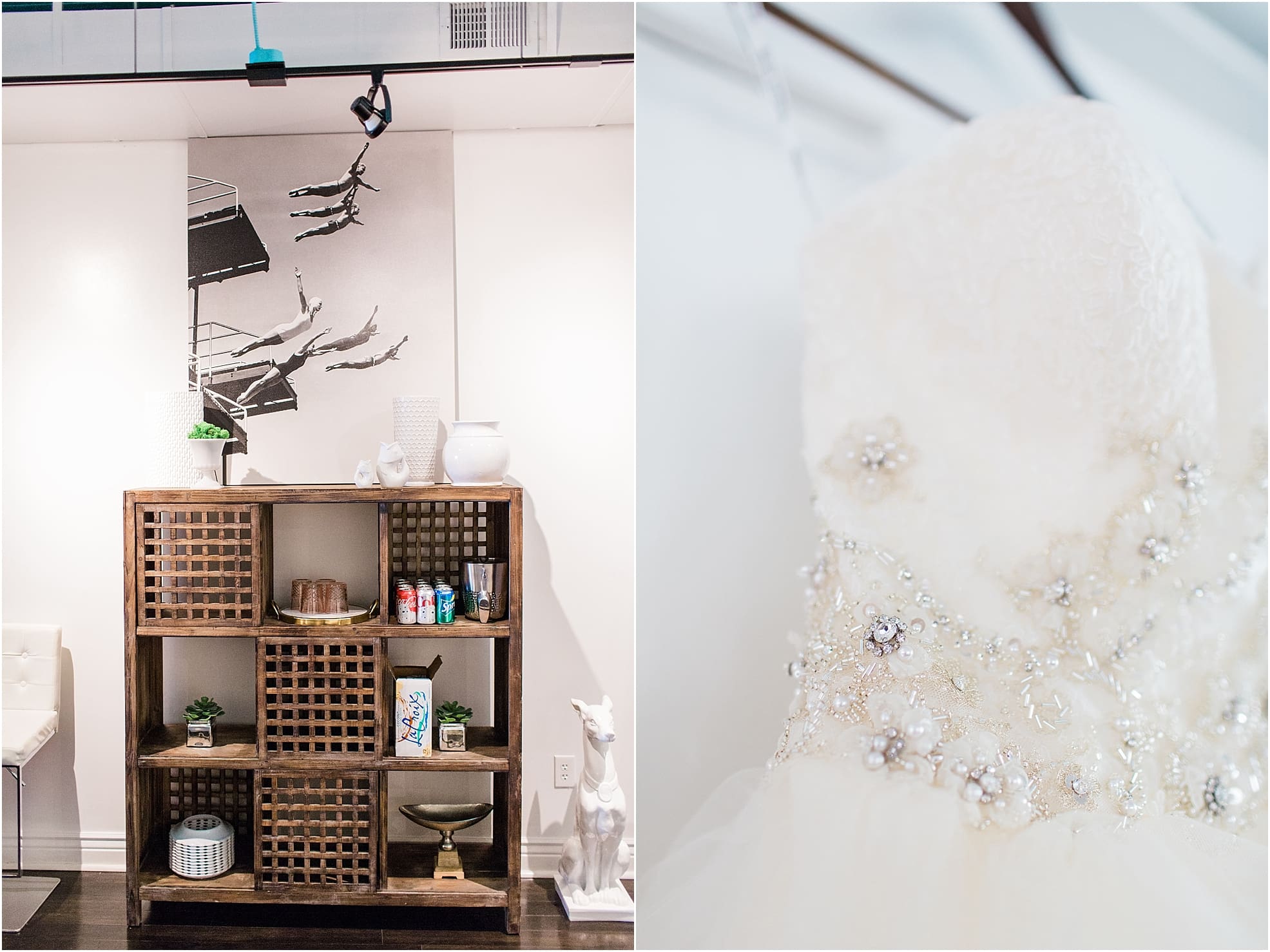 Arielle Peters Photography | Wedding dress beading detail on wedding day at Loft 310 in Kalamazoo, Michigan.