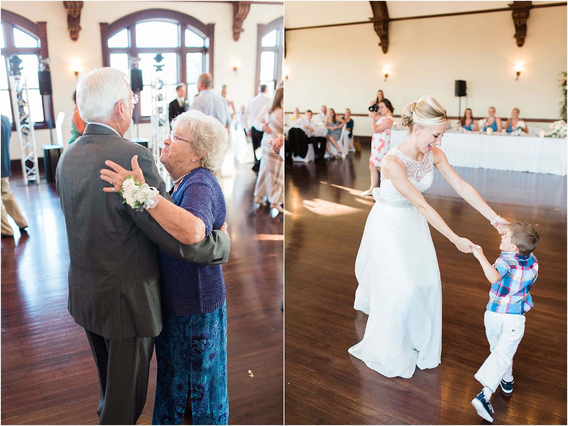 Arielle Peters Photography | Bride dancing with kids at wedding reception on wedding day at the Spohn Ballroom in Goshen, Indiana.