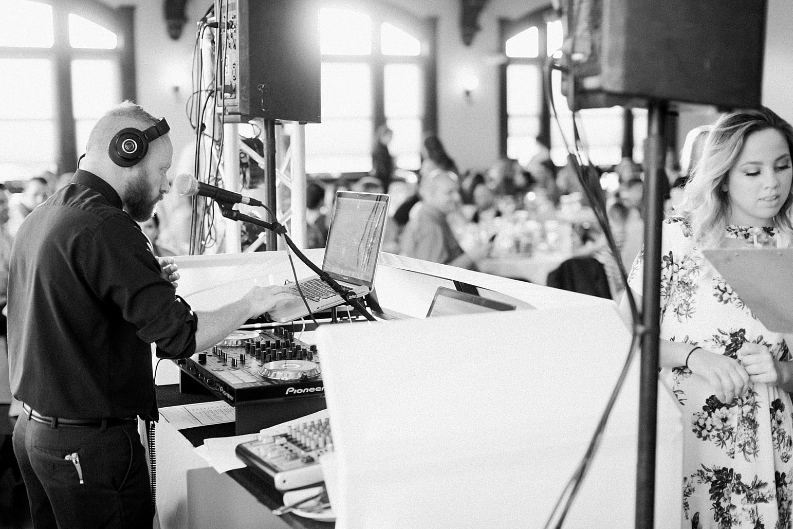 Arielle Peters Photography | Wedding band playing at wedding reception on wedding day at the Spohn Ballroom in Goshen, Indiana.