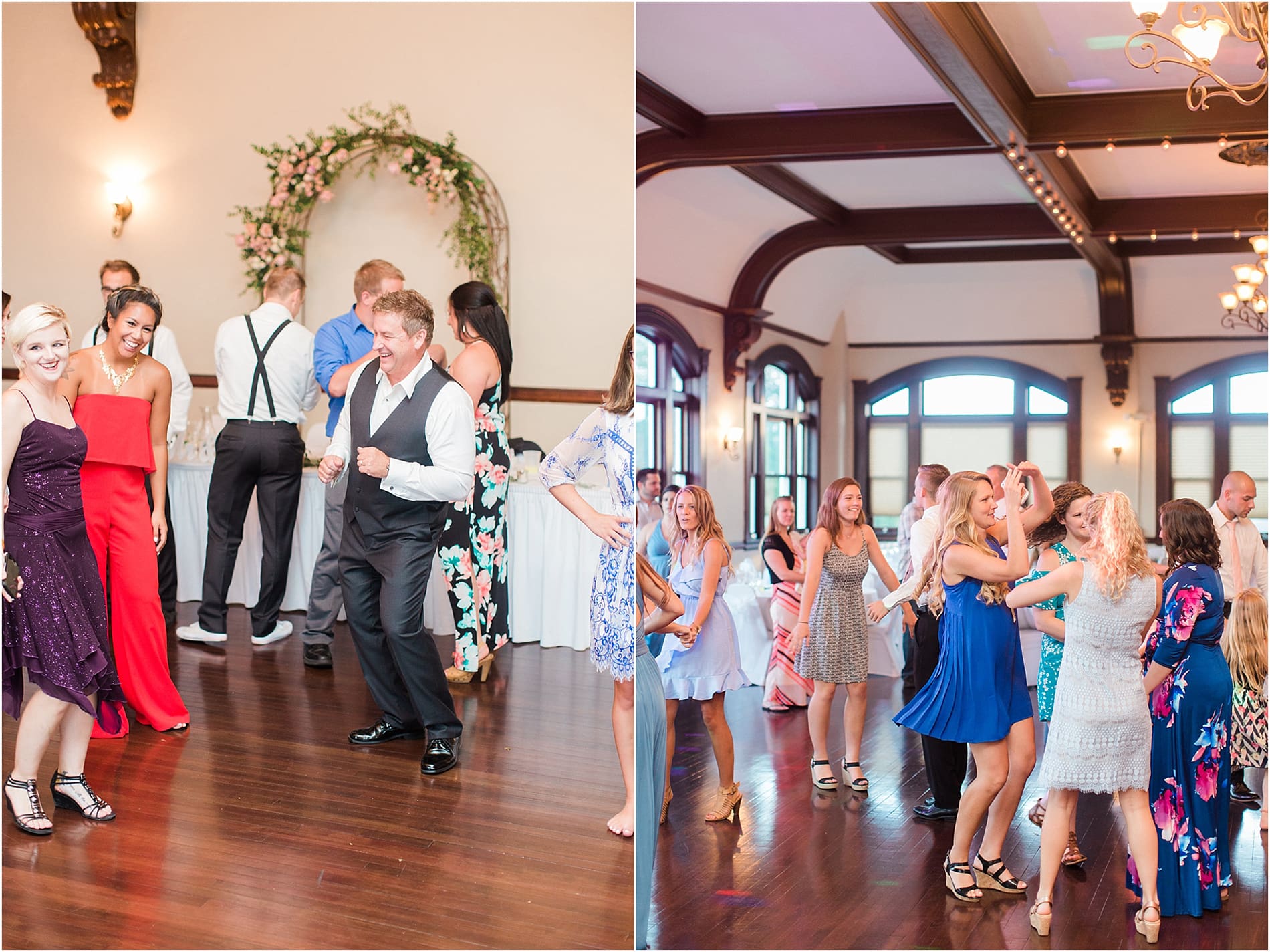 Arielle Peters Photography | Wedding guests dancing at wedding reception on wedding day at the Spohn Ballroom in Goshen, Indiana.