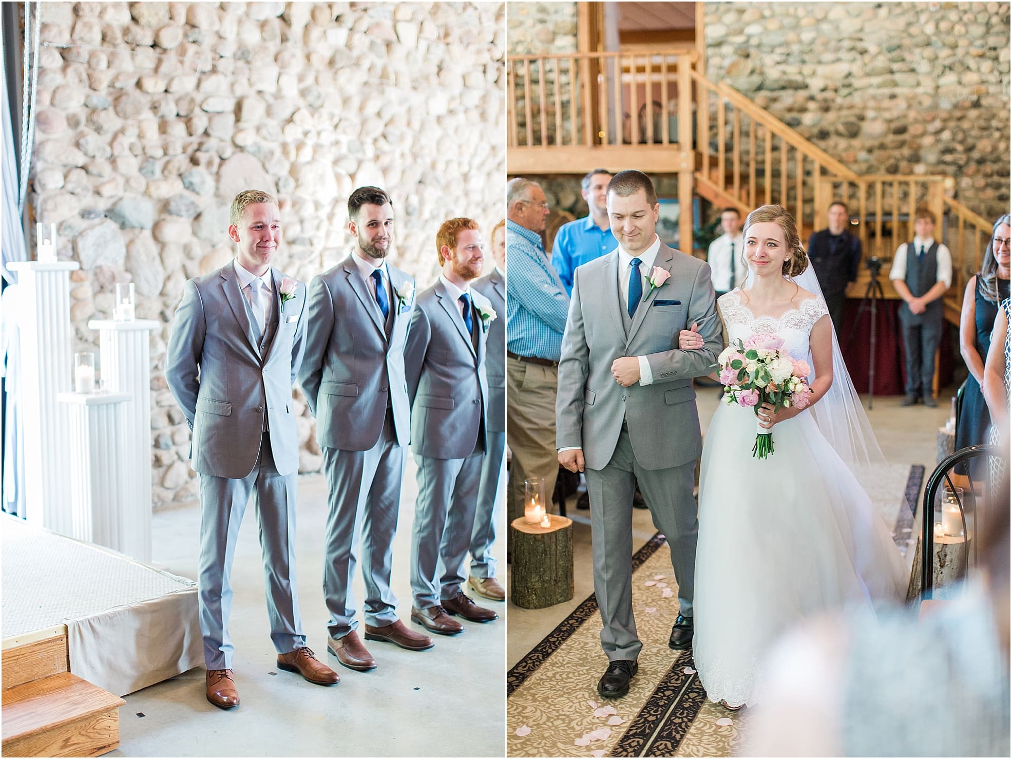 Arielle Peters Photography | Father of bride walking bride down the aisle on wedding day at Lawton Lions Heritage Community Center in Lawton, Michigan.