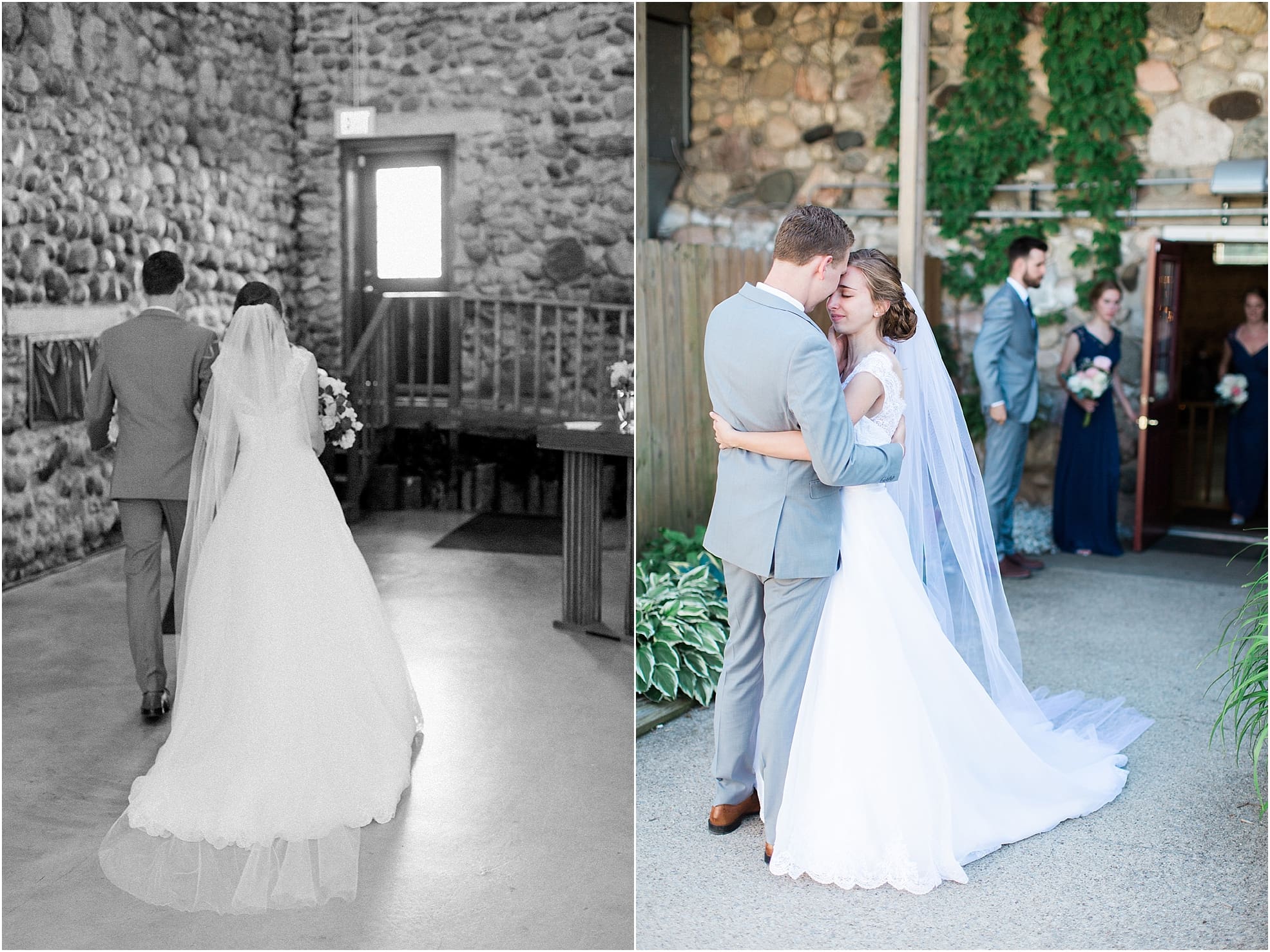 Arielle Peters Photography | Bride and groom walking down the aisle on wedding day at Lawton Lions Heritage Community Center in Lawton, Michigan.