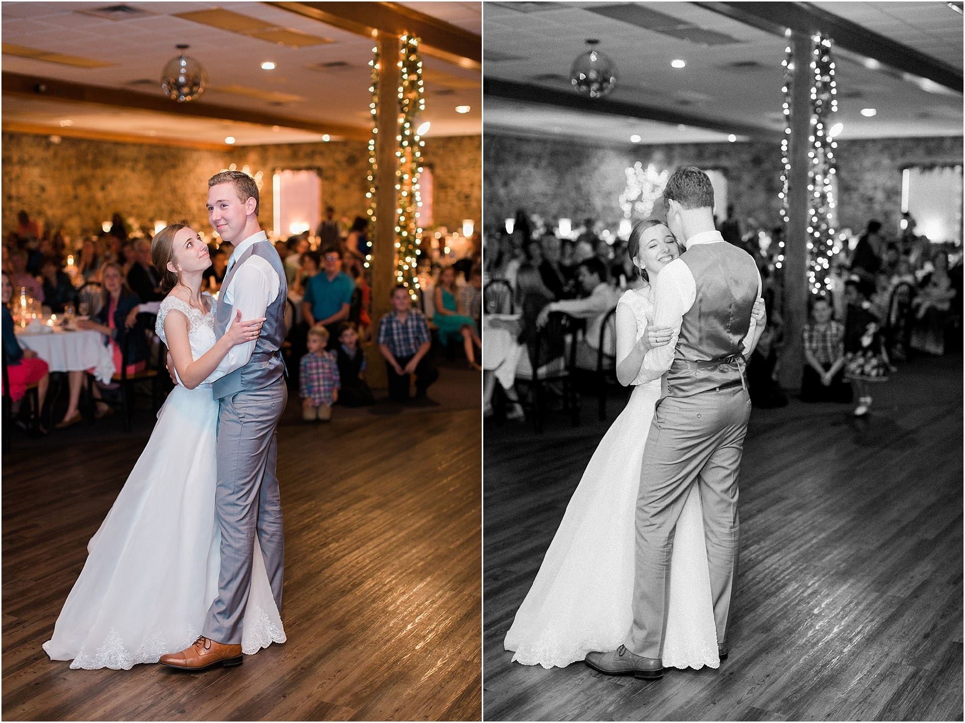 Arielle Peters Photography | Bride and groom sharing first dance at wedding reception at Lawton Lions Heritage Community Center in Lawton, Michigan.