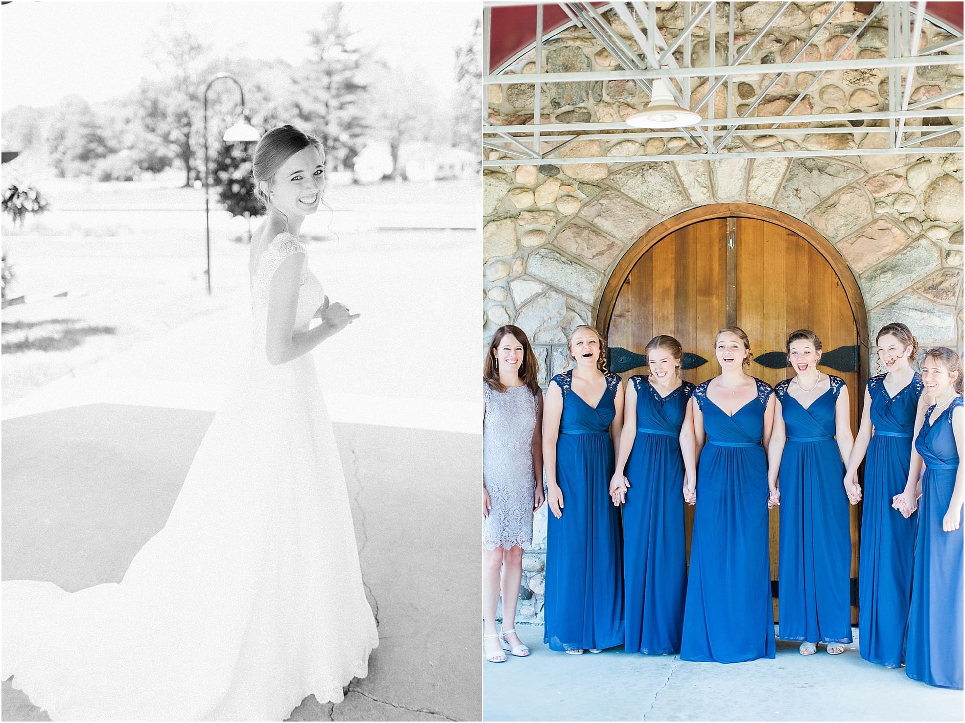 Arielle Peters Photography | Bride and bridesmaids having first reveal on wedding day at Lawton Lions Heritage Community Center in Lawton, Michigan.