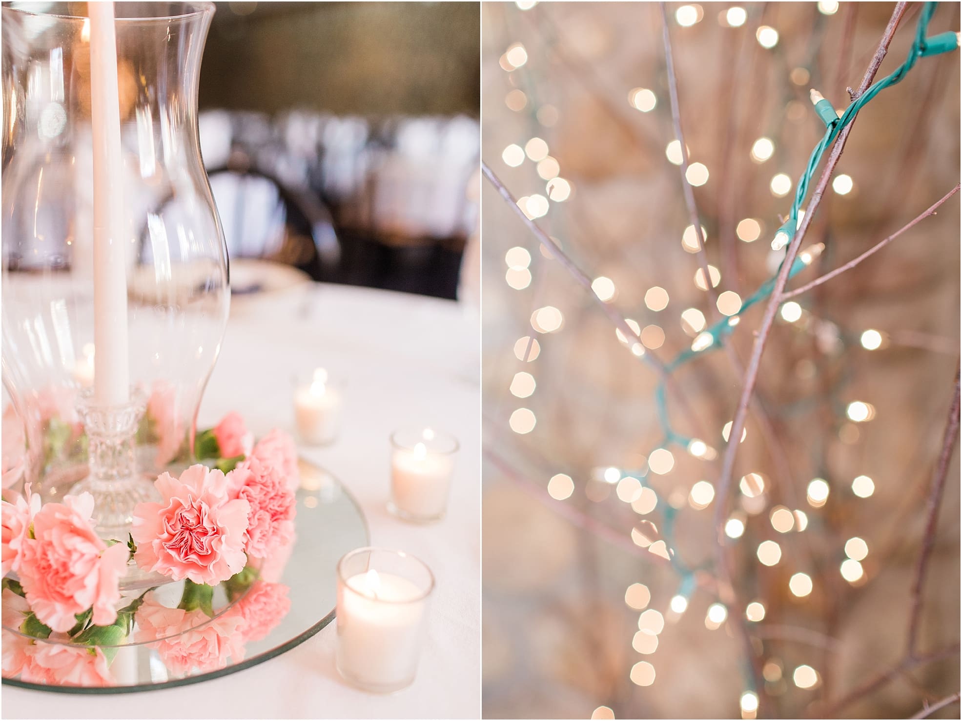 Arielle Peters Photography | Wedding reception table settings and floral arrangements at Lawton Lions Heritage Community Center in Lawton, Michigan.