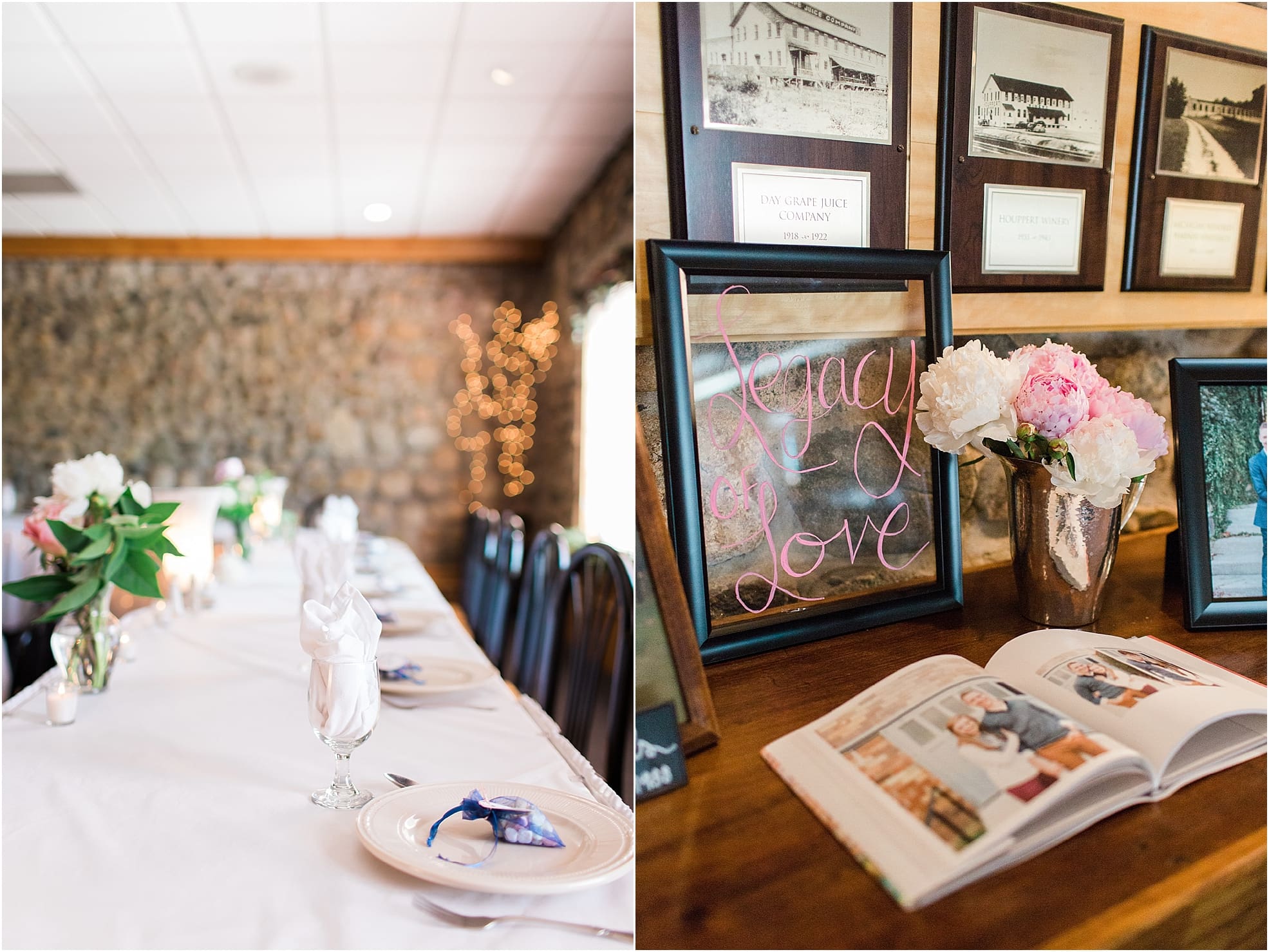 Arielle Peters Photography | Wedding reception table settings and floral arrangements at Lawton Lions Heritage Community Center in Lawton, Michigan.