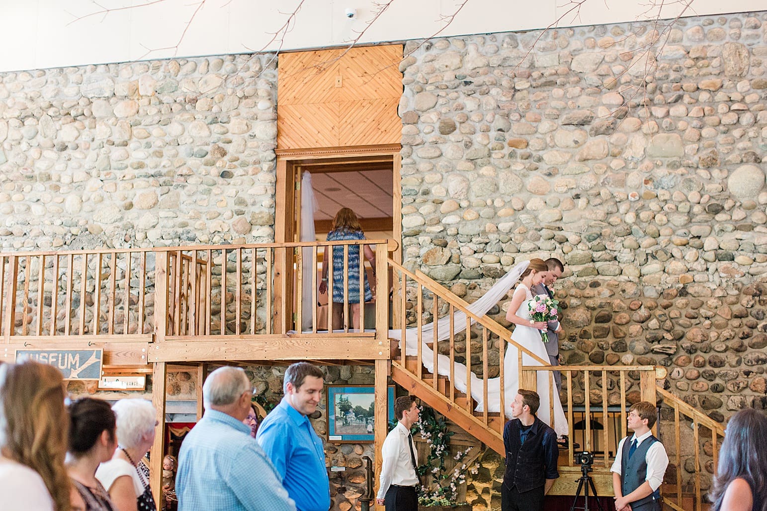 Arielle Peters Photography | Father of bride walking bride down the aisle on wedding day at Lawton Lions Heritage Community Center in Lawton, Michigan.