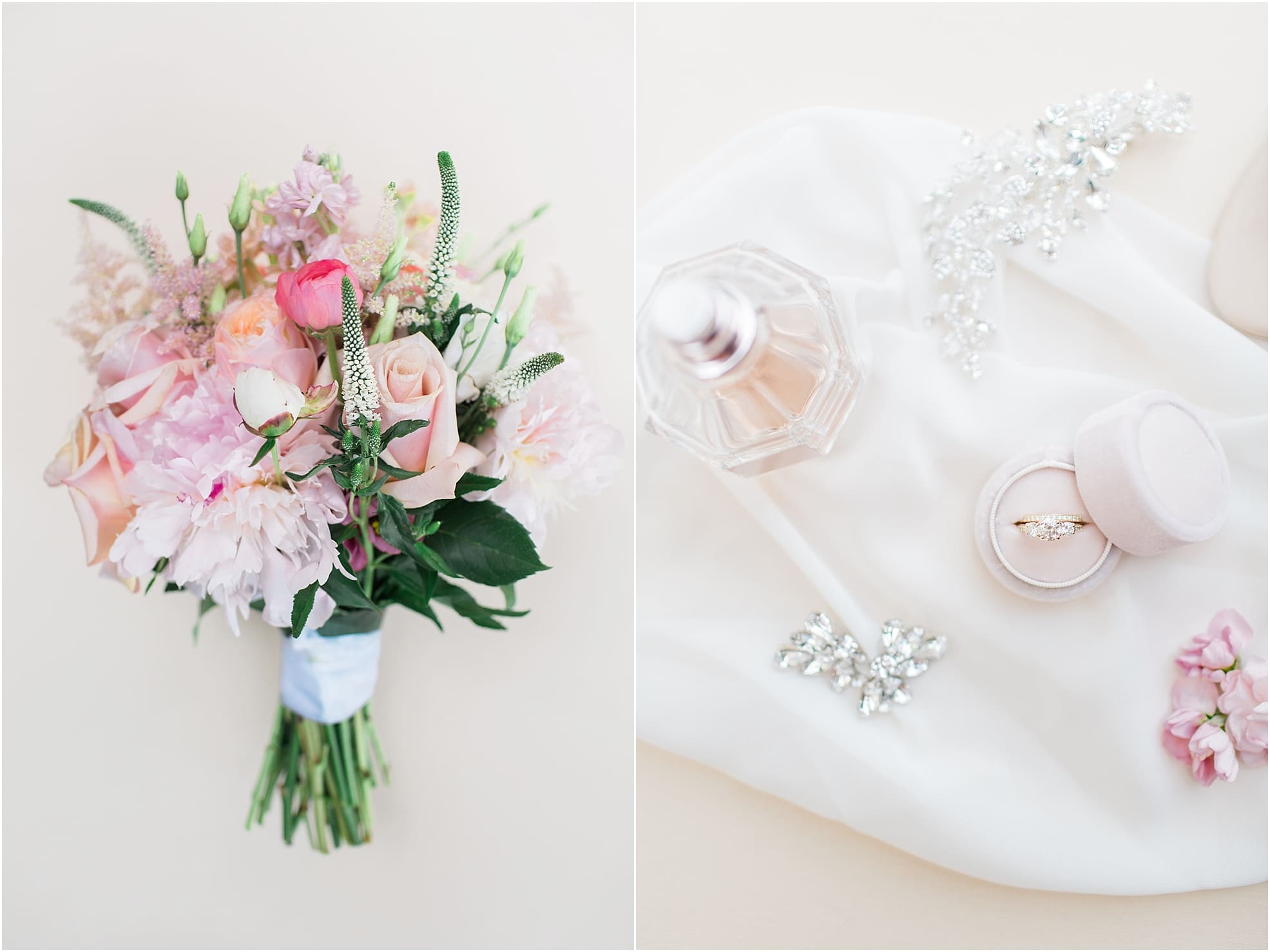 Arielle Peters Photography | Wild flower wedding bouquet on wedding day at First United Methodist Church in Mishawaka, Indiana.