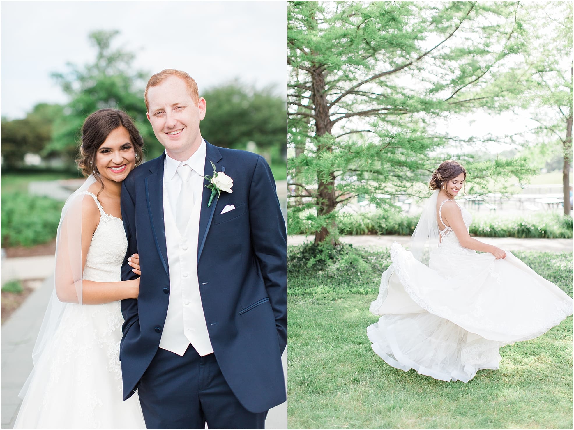 Arielle Peters Photography | Bride dancing in lake-side park on wedding day at First United Methodist Church in Mishawaka, Indiana.