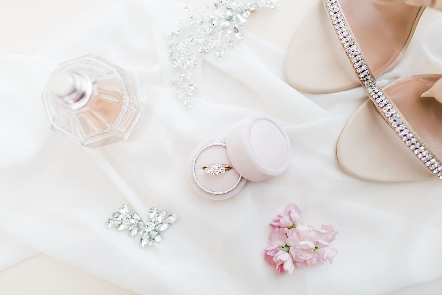 Arielle Peters Photography | Bride shoes and jewelry on wedding day at First United Methodist Church in Mishawaka, Indiana.