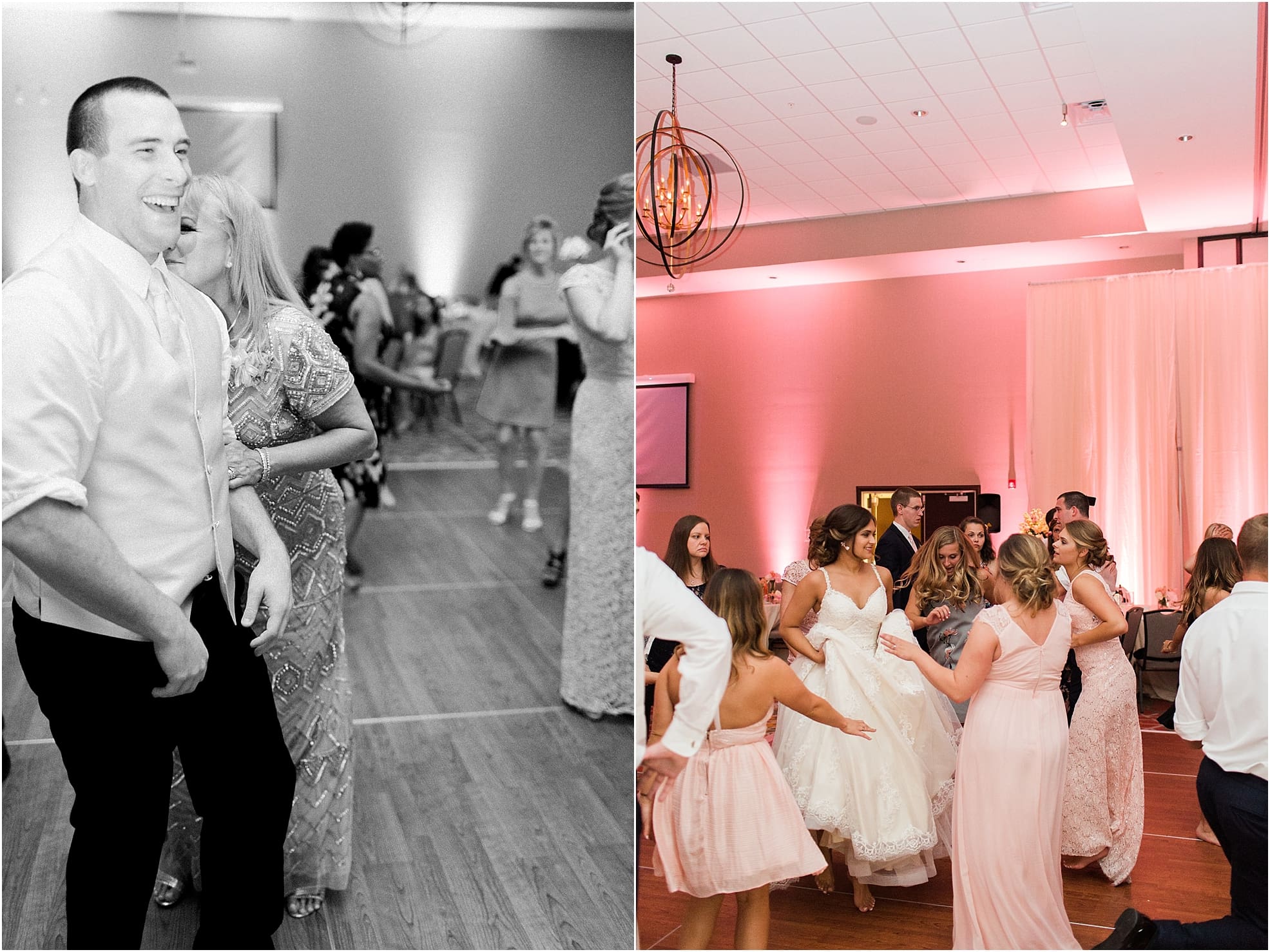 Arielle Peters Photography | Wedding guests dancing at wedding reception at the Holiday Inn in Mishawaka, Indiana.