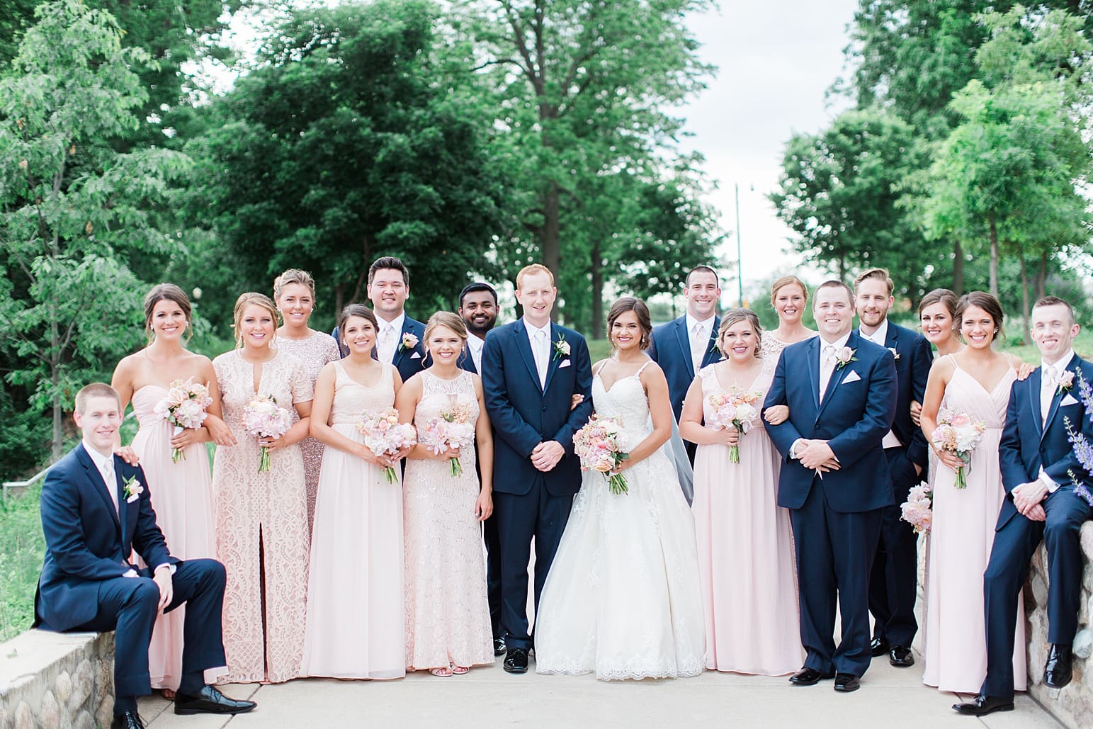 Arielle Peters Photography | Wedding party in lake-side park on wedding day at First United Methodist Church in Mishawaka, Indiana.
