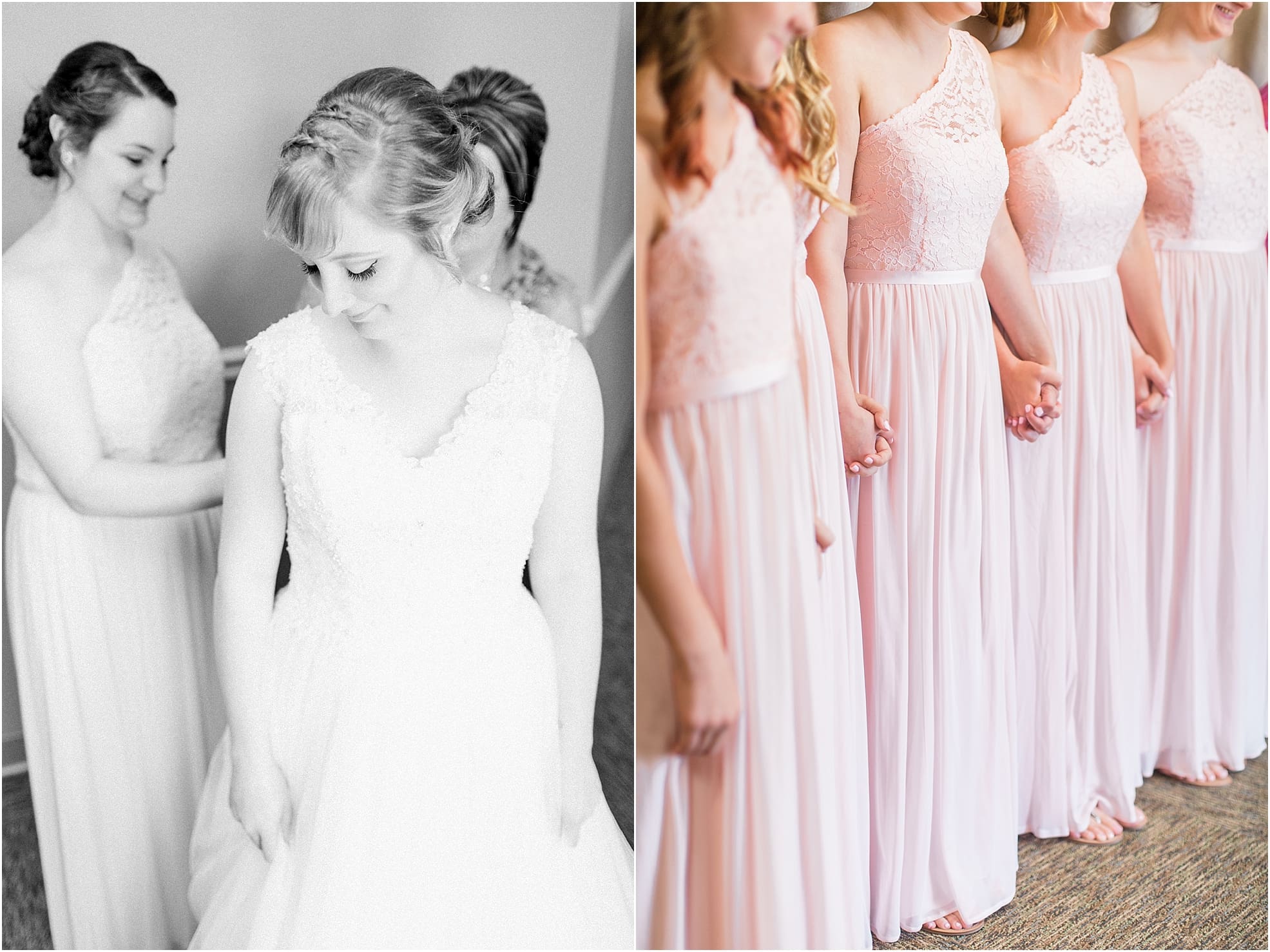 Arielle Peters Photography | Bride and bridesmaids having first reveal on wedding day at St. Joseph County Parks in South Bend, Indiana.
