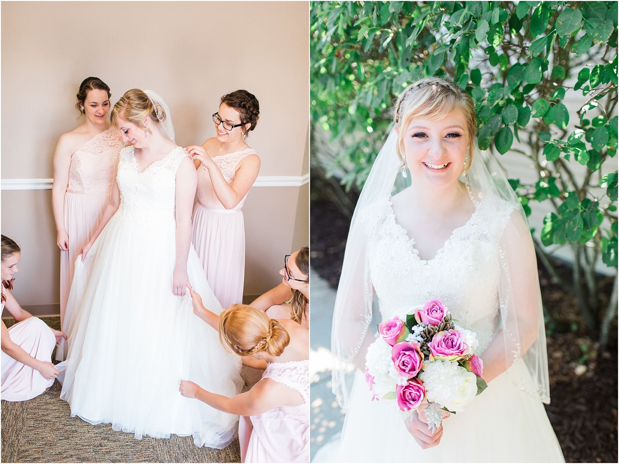 Arielle Peters Photography | Bride outside under trees on wedding day at St. Joseph County Parks in South Bend, Indiana.