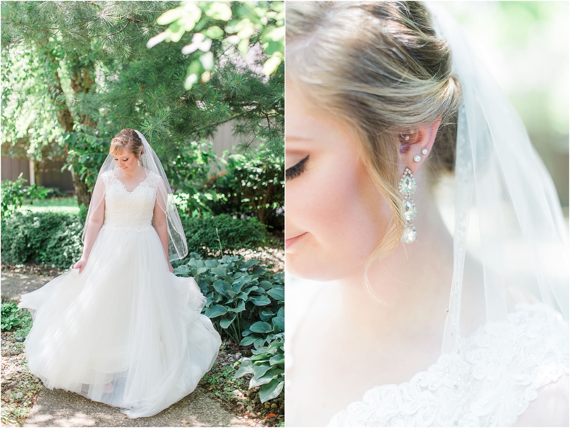 Arielle Peters Photography | Bride outside in garden on wedding day at St. Joseph County Parks in South Bend, Indiana.