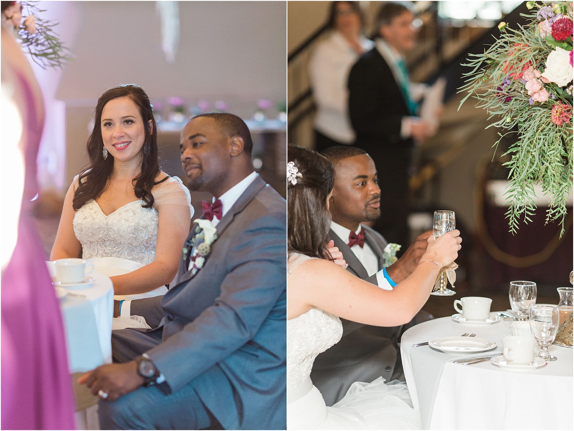 Arielle Peters Photography | Bride and groom toasting at wedding reception on wedding day at Nazareth Hall in Grand Rapids, Ohio. 