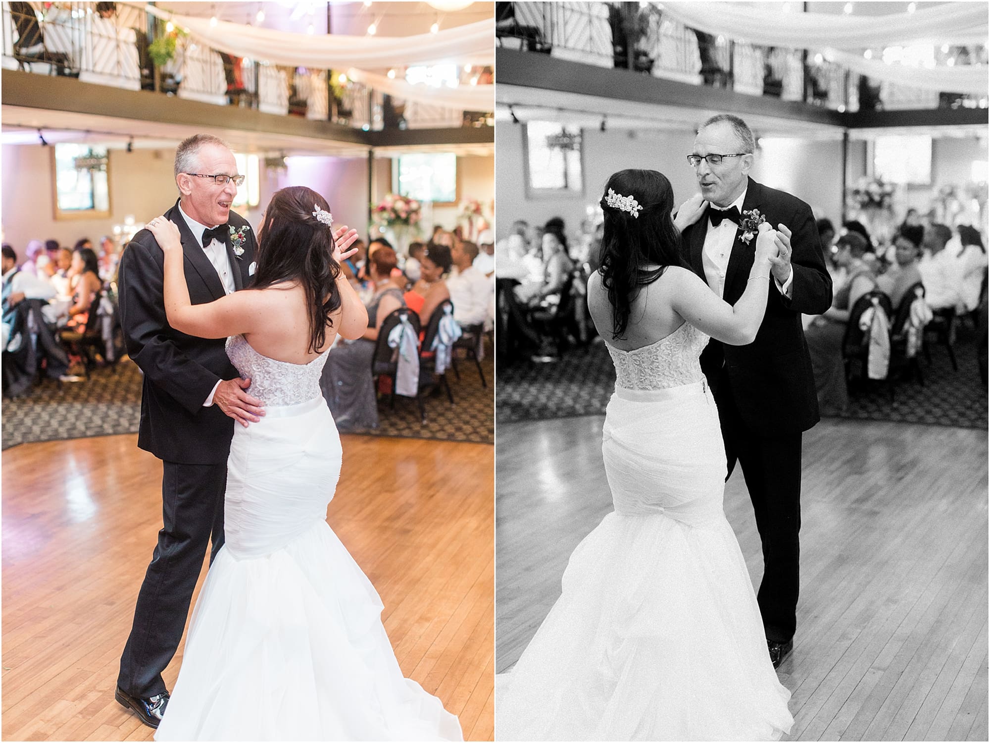 Arielle Peters Photography | Father of bride and bride sharing a dance at wedding reception on wedding day at Nazareth Hall in Grand Rapids, Ohio. 
