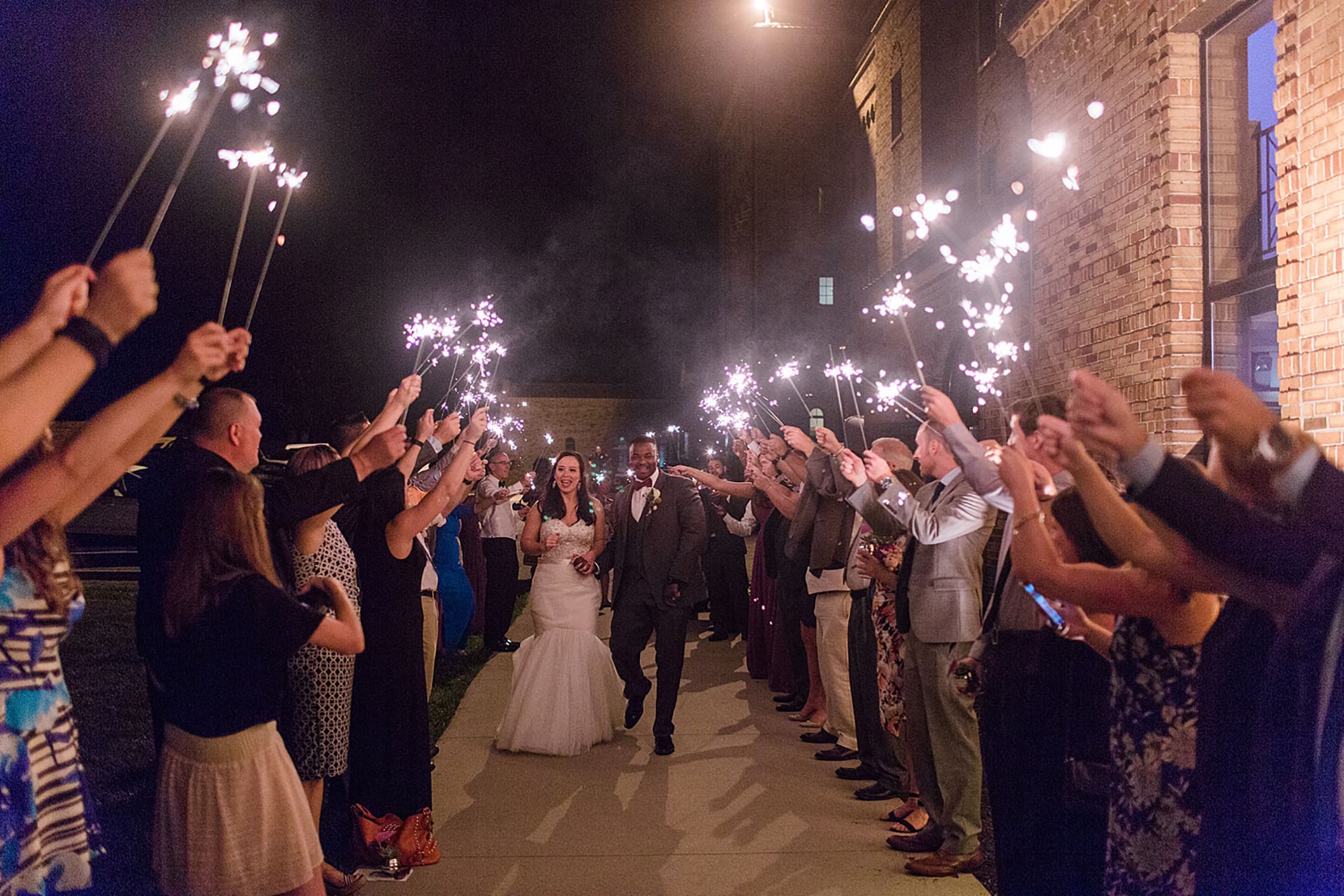 Arielle Peters Photography | Sparkler send off at wedding reception on wedding day at Nazareth Hall in Grand Rapids, Ohio. 