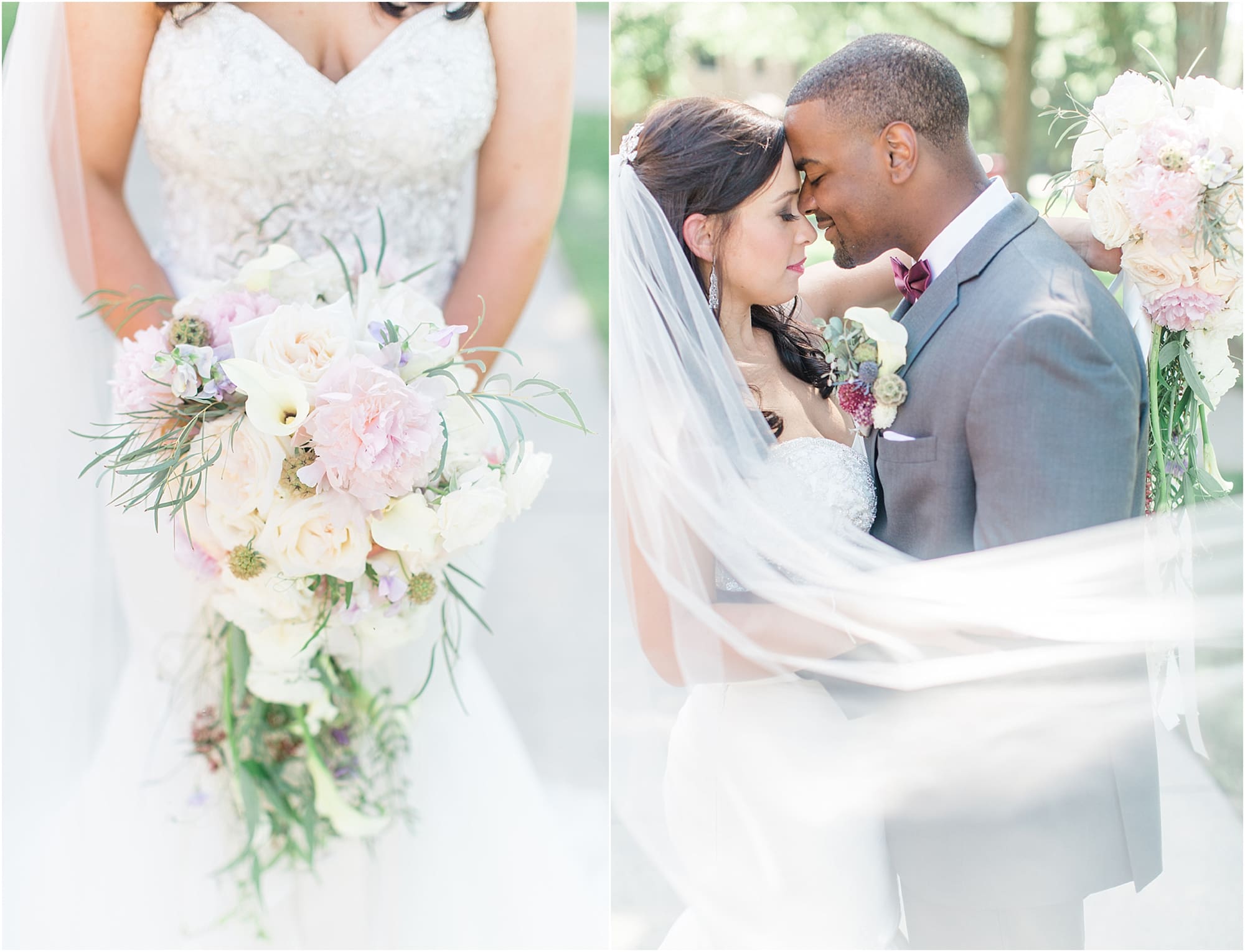 Arielle Peters Photography | Bride holding bouquet on wedding day photos at Nazareth Hall in Grand Rapids, Ohio. 