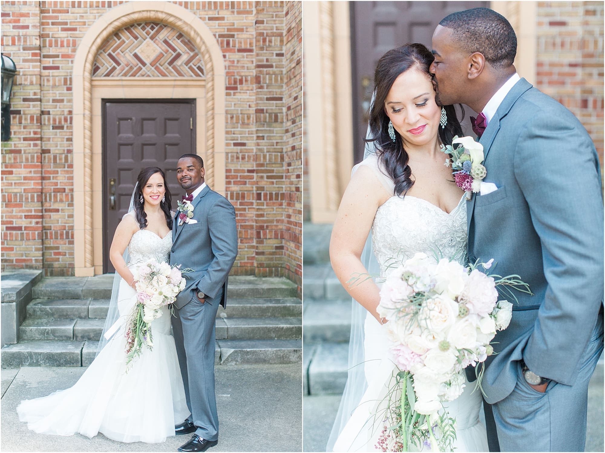 Arielle Peters Photography | Bride and groom in brick archway on wedding day photos at Nazareth Hall in Grand Rapids, Ohio. 