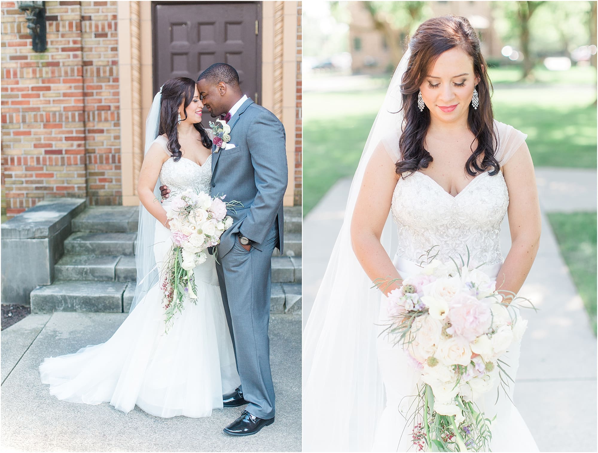 Arielle Peters Photography | Bride and groom under brick archway on wedding day photos at Nazareth Hall in Grand Rapids, Ohio. 