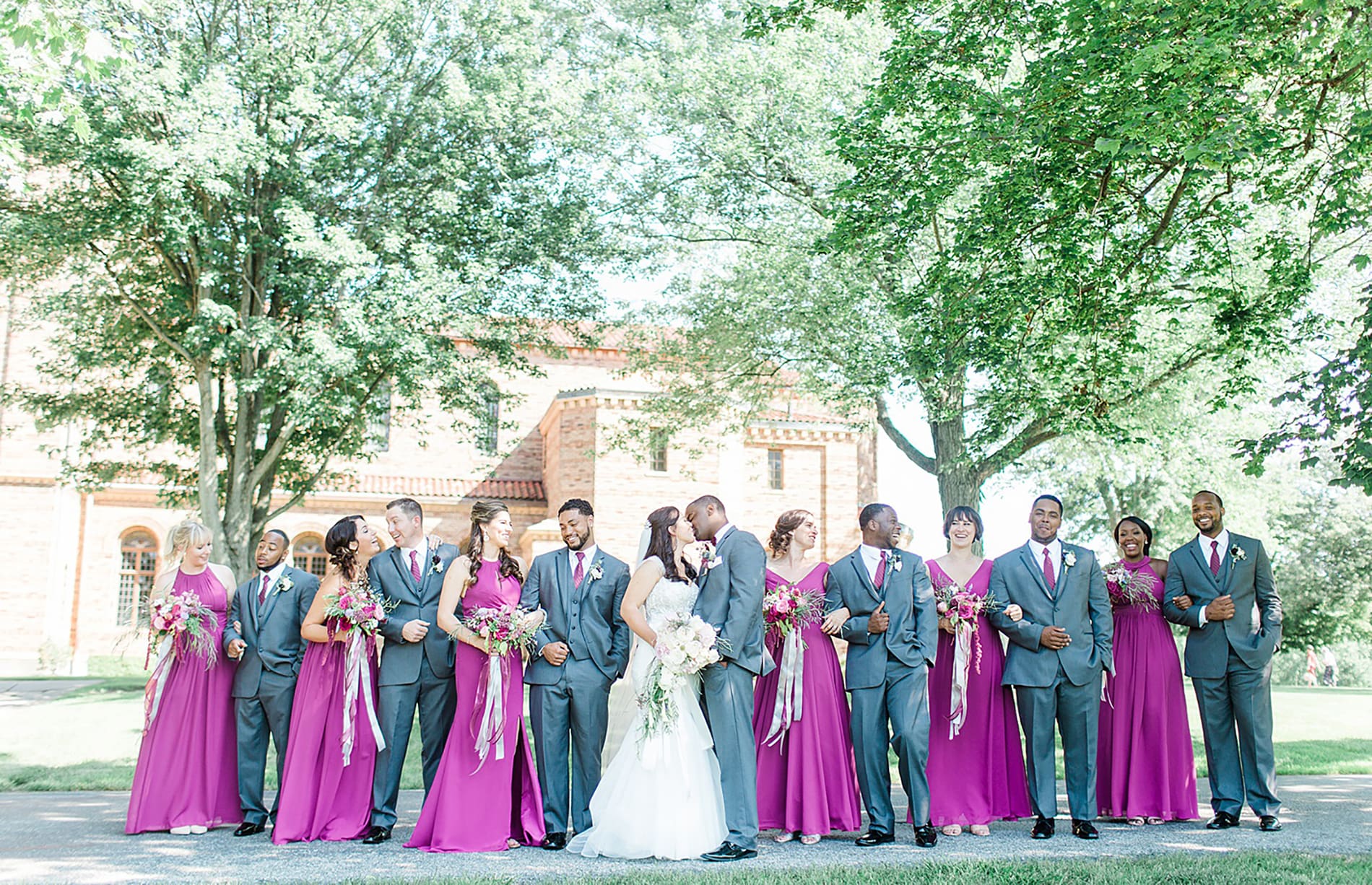Arielle Peters Photography | Wedding party in park on wedding day photos at Nazareth Hall in Grand Rapids, Ohio. 