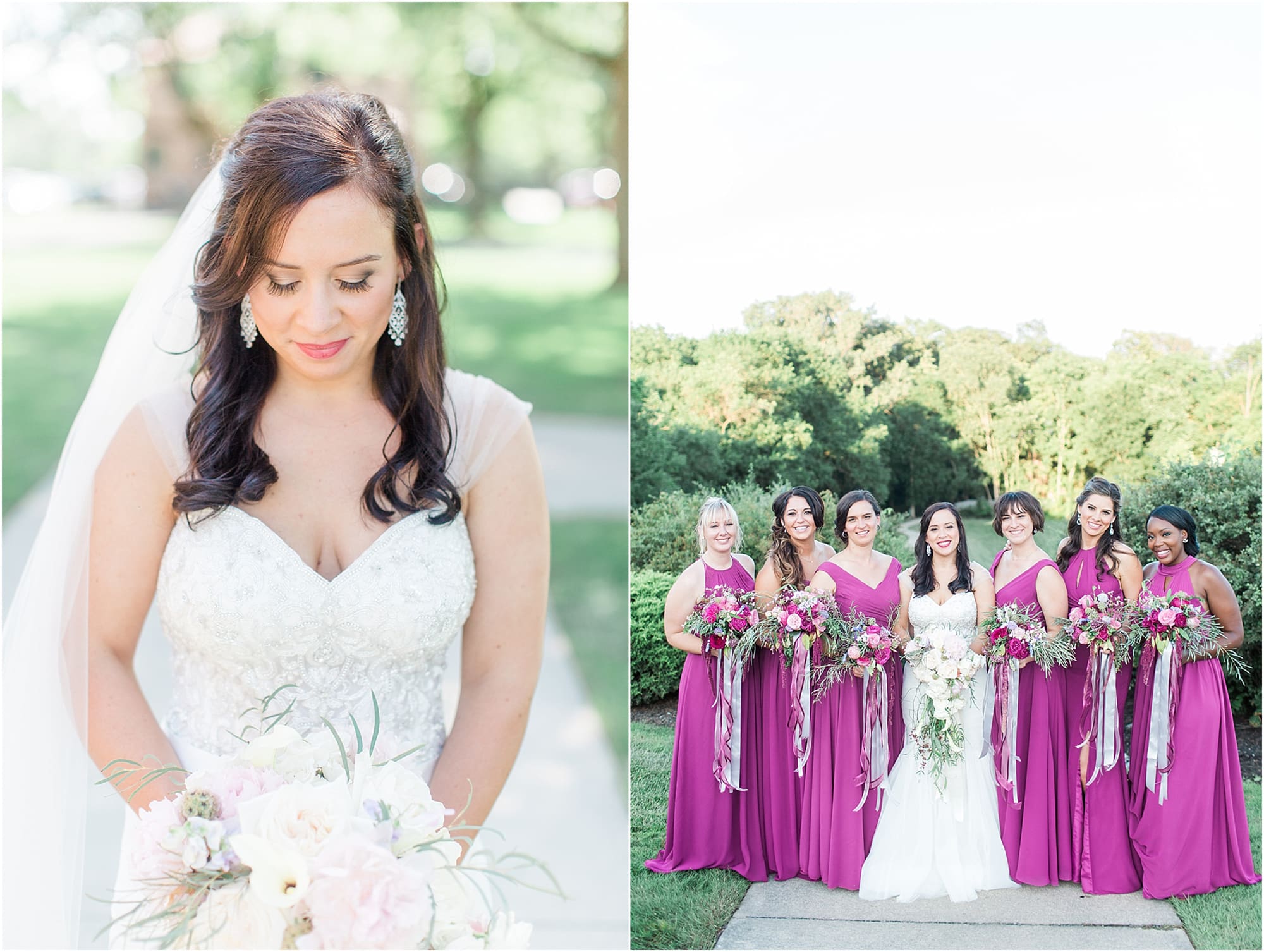 Arielle Peters Photography | Bride and bridesmaids in park on wedding day photos at Nazareth Hall in Grand Rapids, Ohio. 