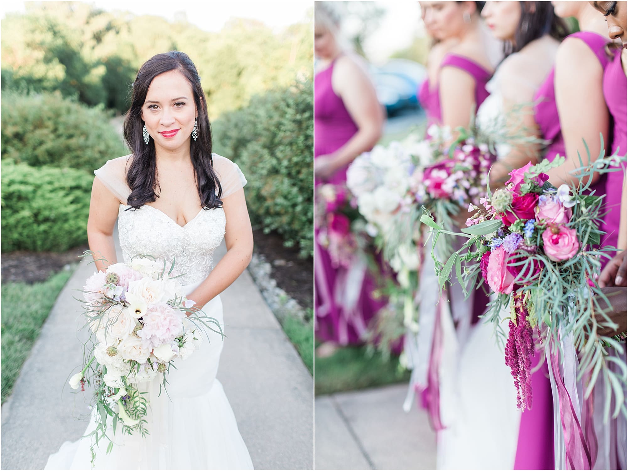 Arielle Peters Photography | Bridesmaids holding bouquets in park on wedding day photos at Nazareth Hall in Grand Rapids, Ohio. 