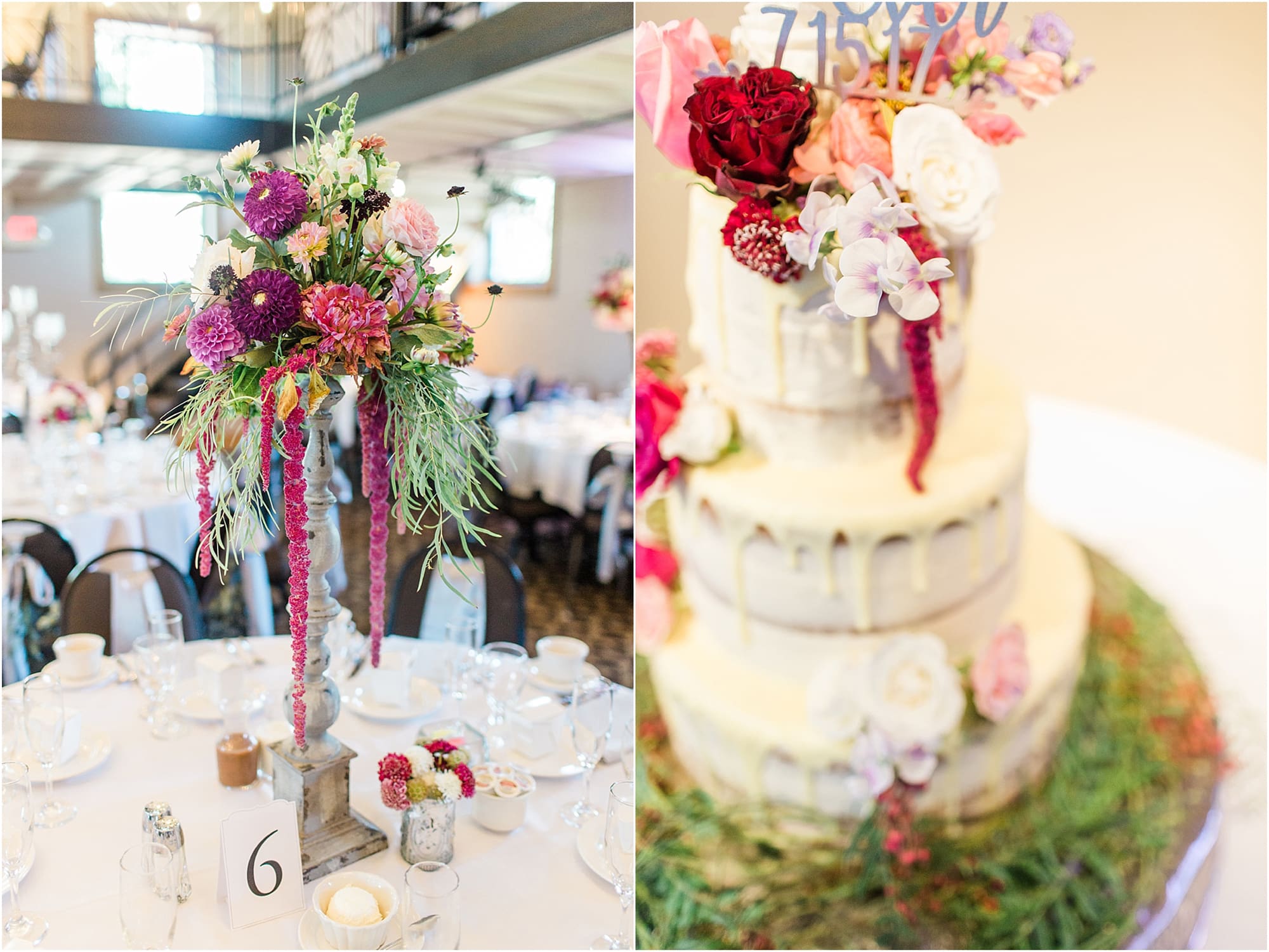 Arielle Peters Photography | Wedding reception table settings and floral arrangements at Nazareth Hall in Grand Rapids, Ohio. 