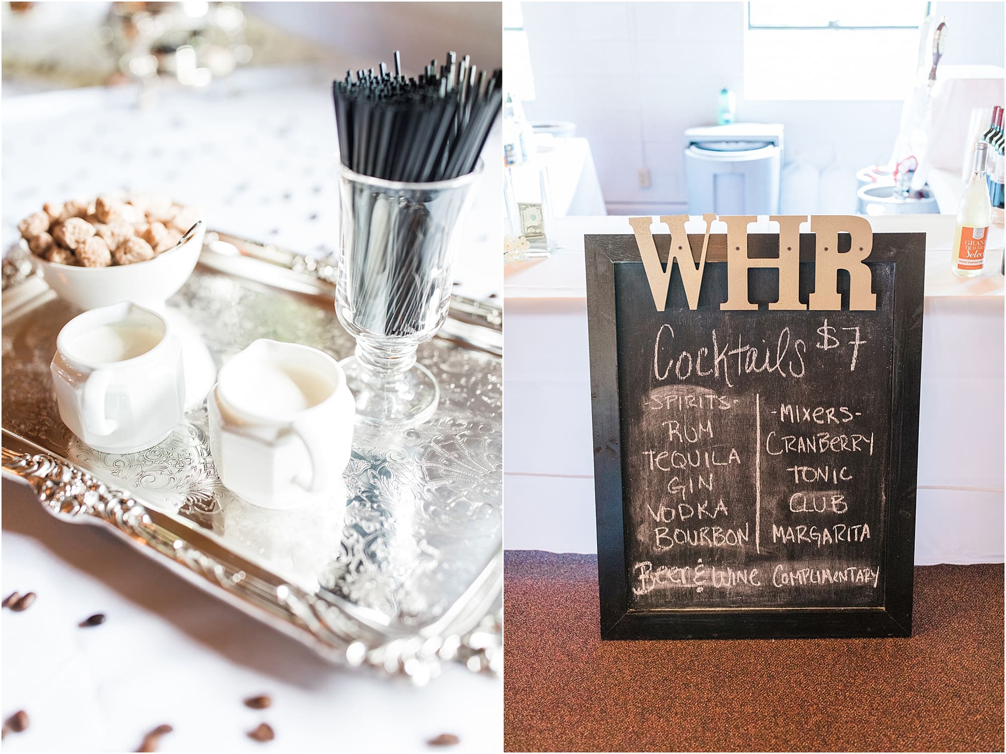 Arielle Peters Photography | Wedding reception table settings and floral arrangements on wedding day at Winona Heritage Room in Winona Lake, Indiana.